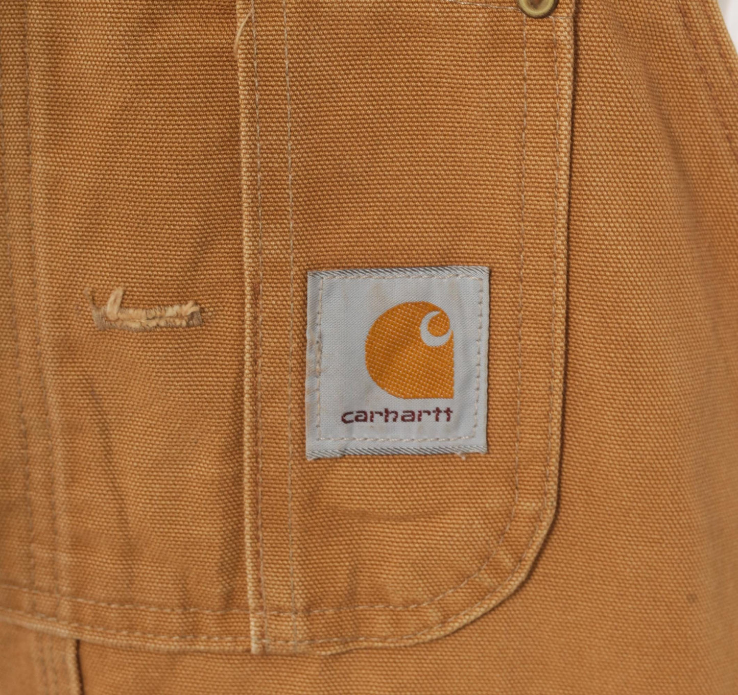 Carhartt Double Knee Bib Overalls Tan Duck Canvas Workwear Extra Large XL