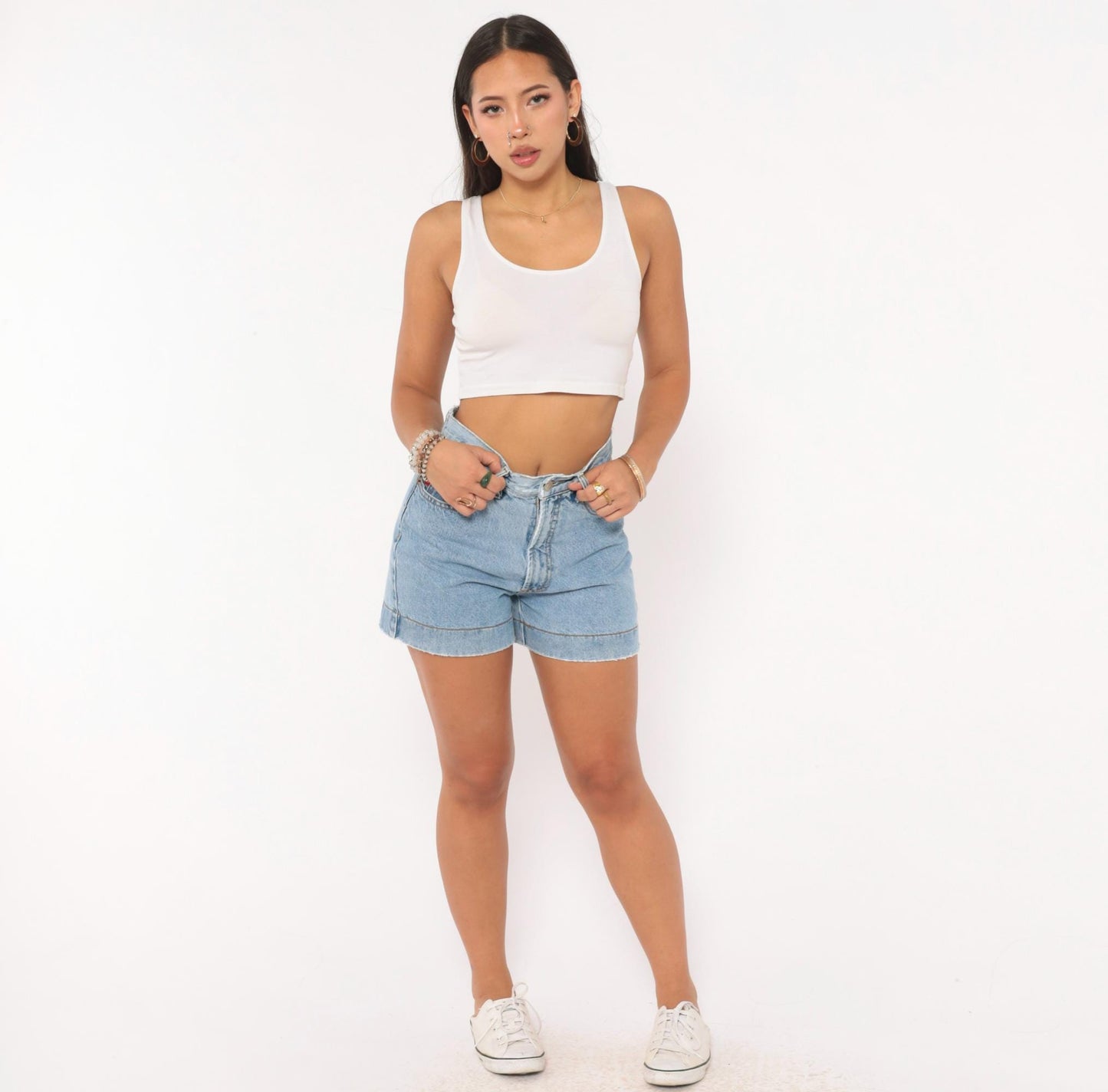 90s Bongo Blue Jeans Light Wash Cutoff Denim Shorts High Waisted Small 26