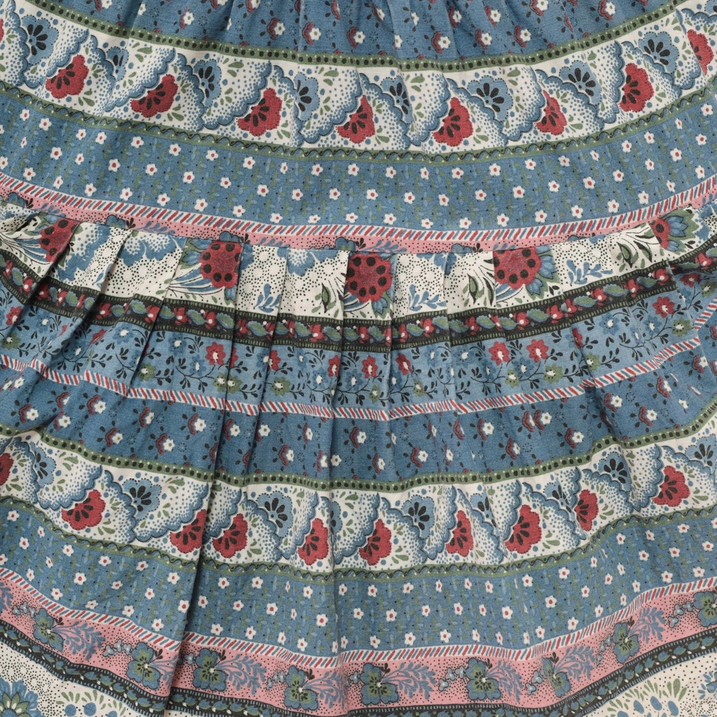 90s New Girls' Generation Tiered Prairie Skirt Blue Burgundy Floral Large L