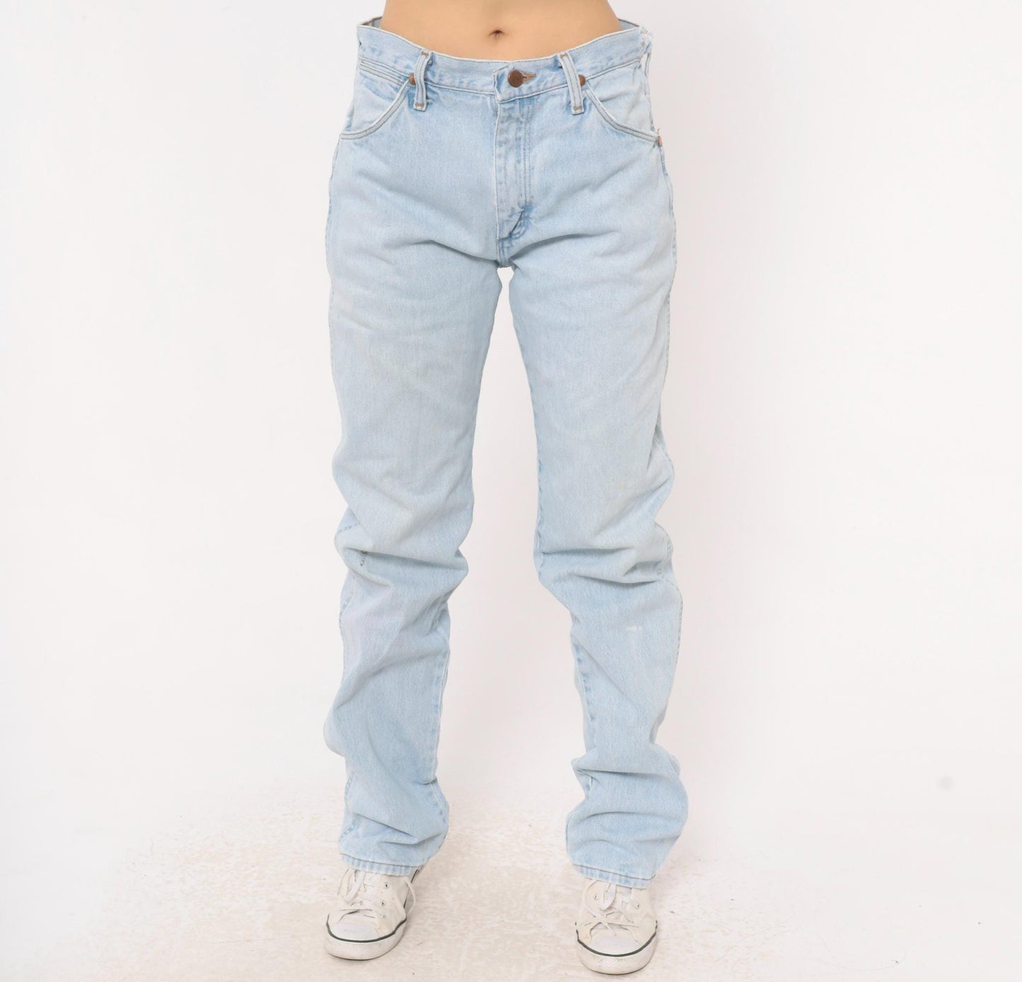 90s Wrangler Light Wash Straight Leg Jeans High Rise Cotton Denim Women's 29
