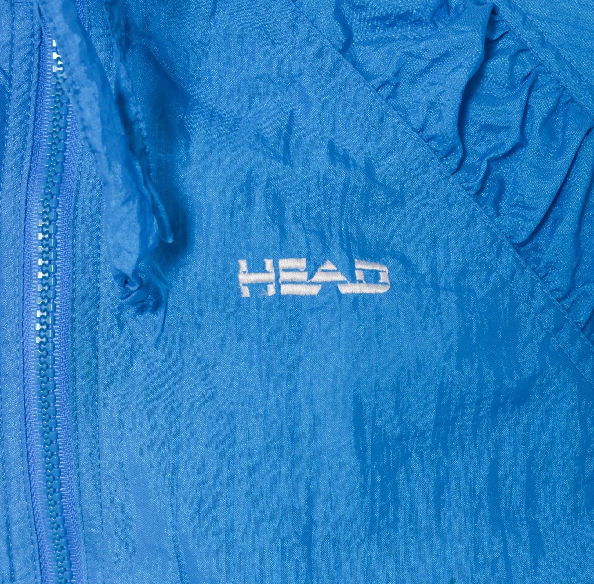 90s Head Windbreaker Cobalt Blue Nylon Zip Jacket Medium
