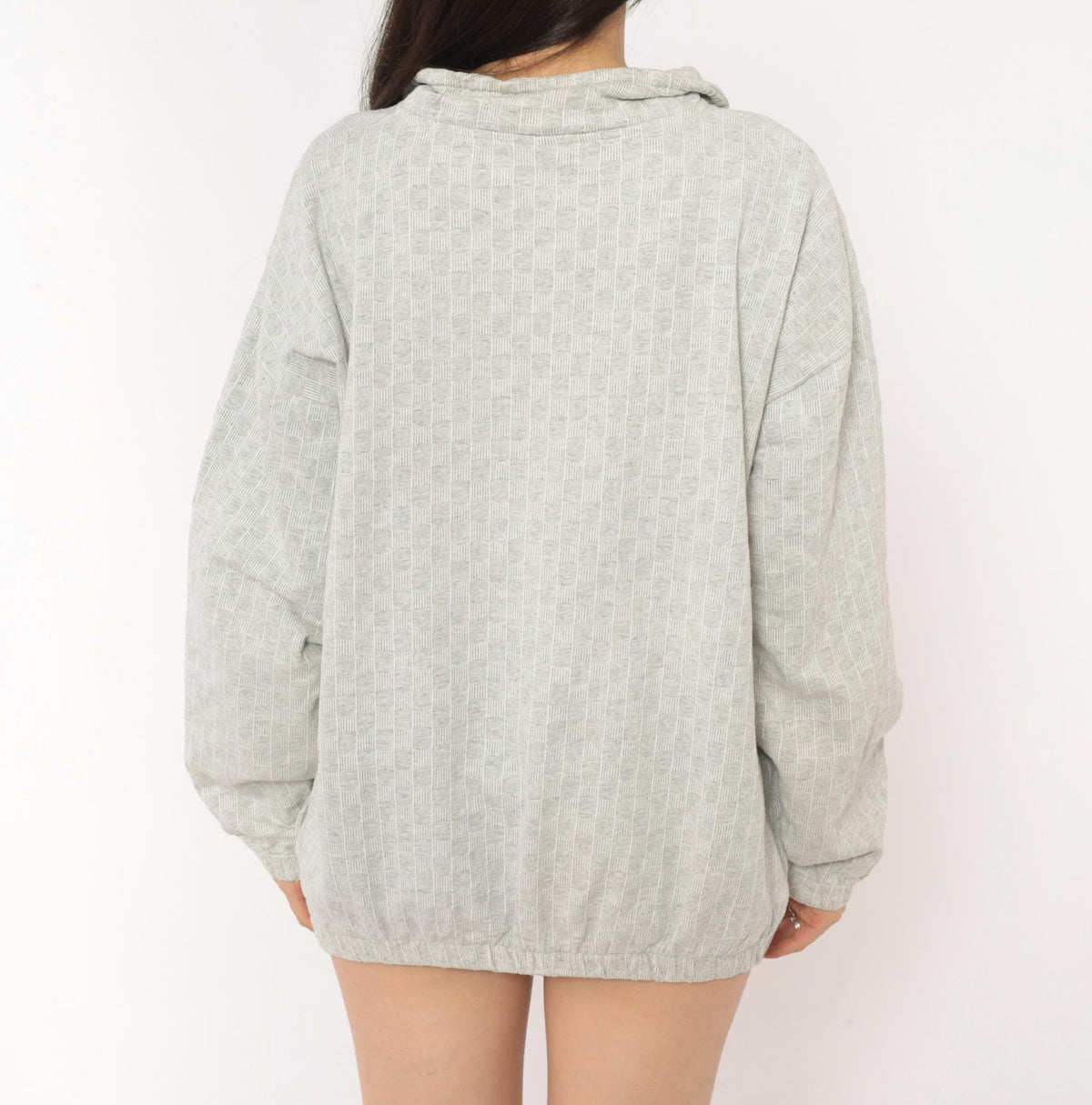 90s Tropical Casuals Florida Half-Zip Pullover Grey Cotton Waffle Knit Large