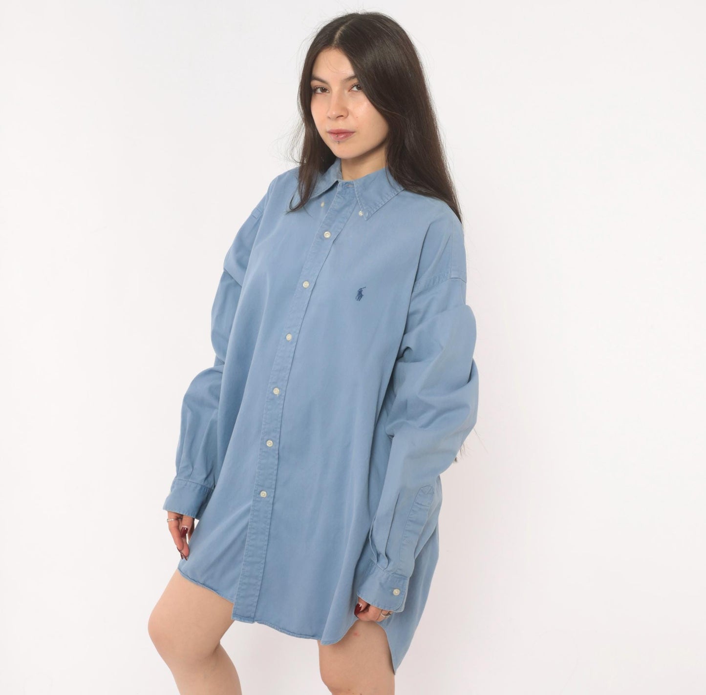 90s Ralph Lauren Powder Blue Cotton Oxford Button-Down Shirt Extra Large XL