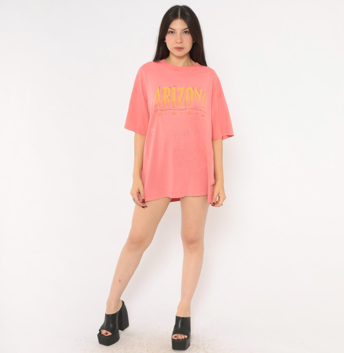 90s Arizona Souvenir Tee Coral Pink Sun Graphic Cotton Unisex Extra Large XL