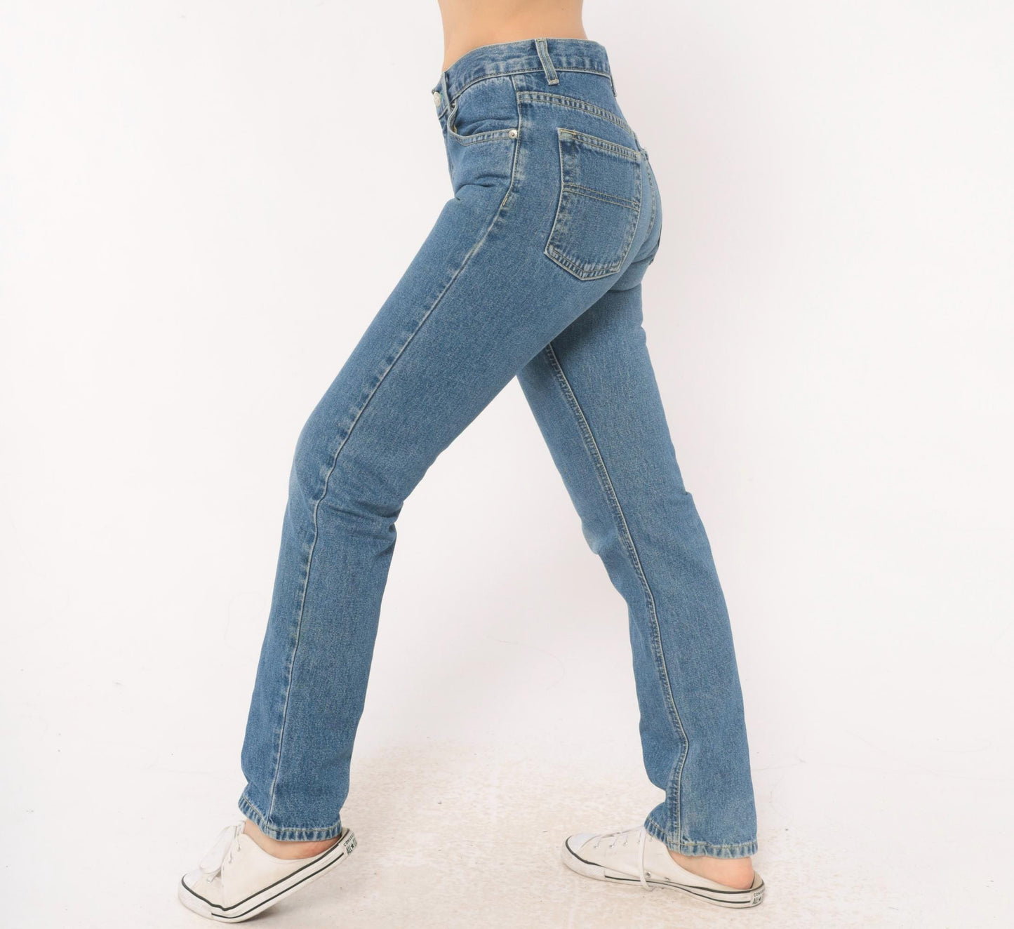 Tommy Hilfiger High Waist Straight Leg Mom Jeans Medium Wash Blue Cotton Extra Small XS