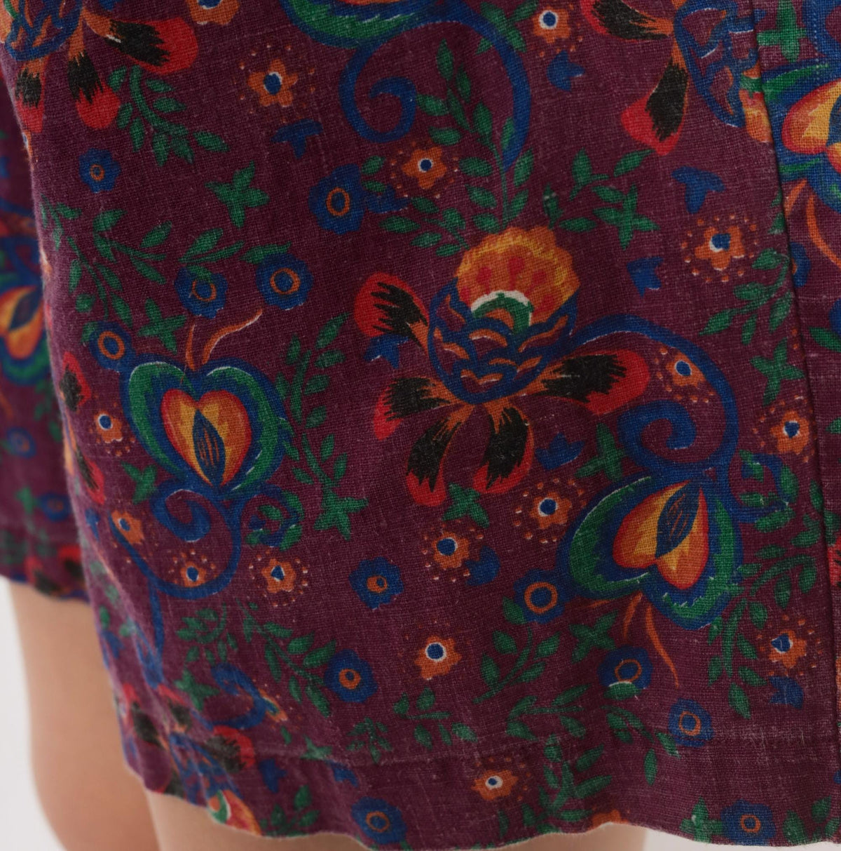 90s Gitano Purple Floral Linen Shorts High Waist Pleated Wide Leg Small