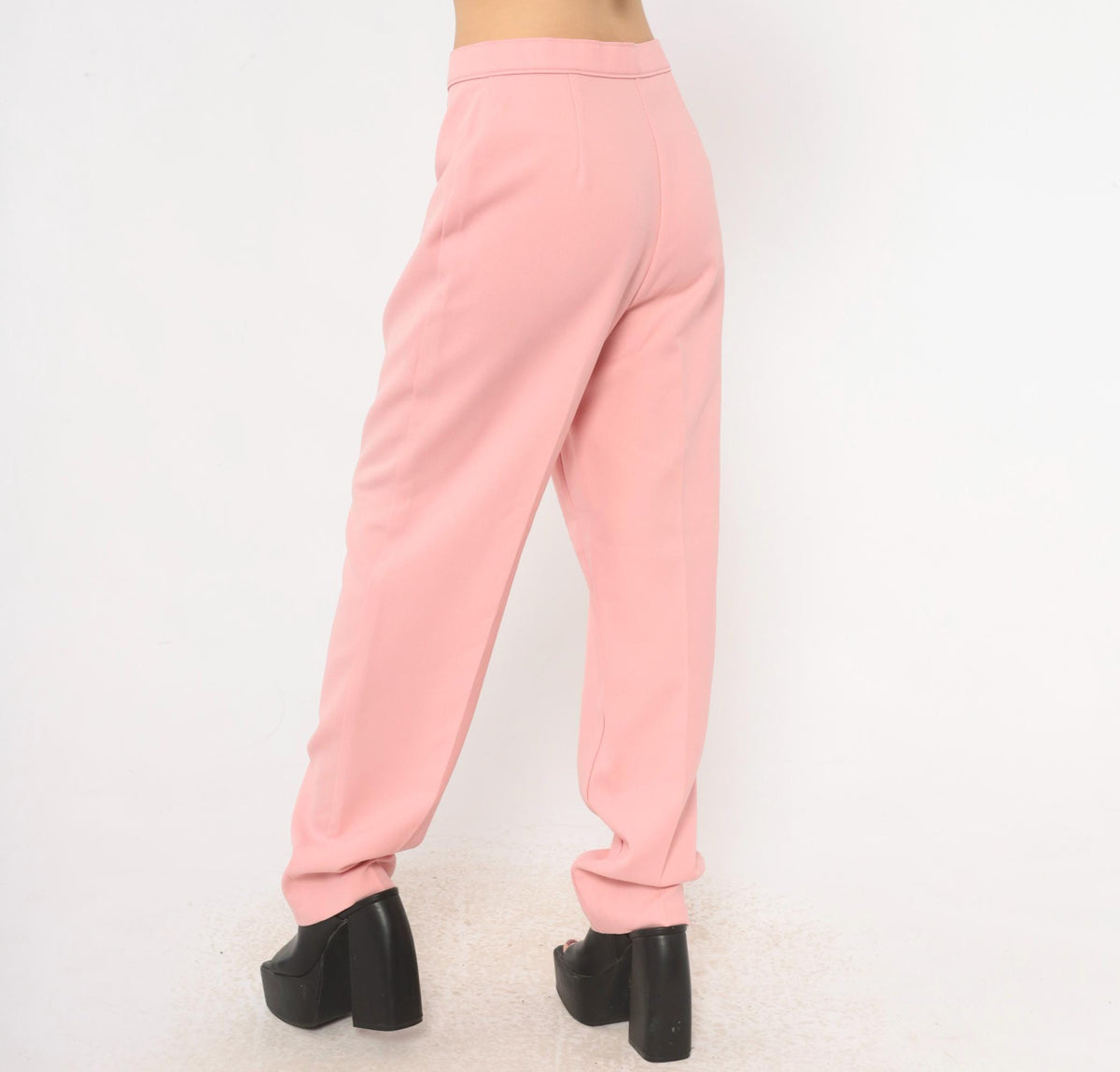 70s Bend Over Pink High-Waist Tapered Trousers Medium M