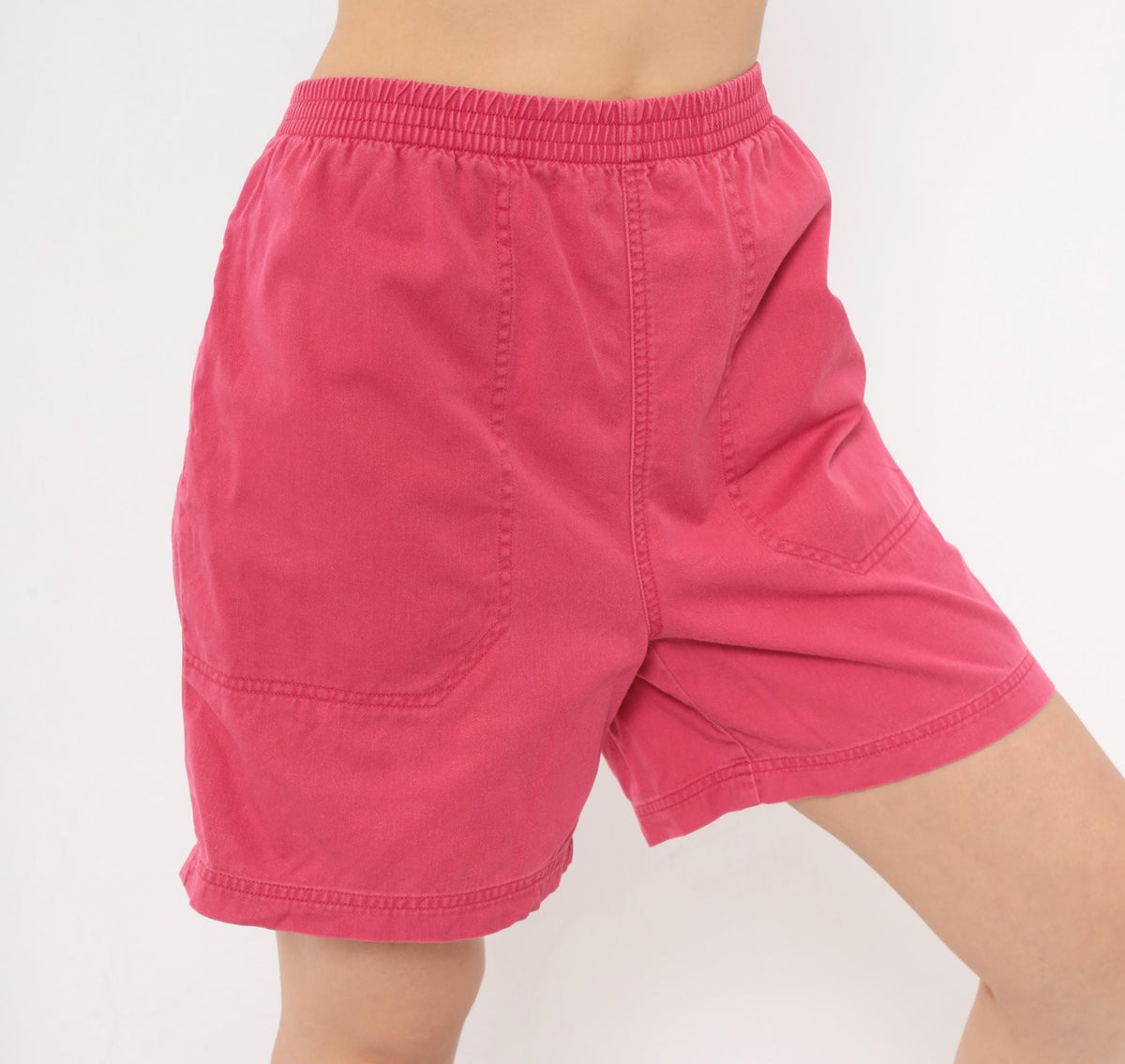 90s Eddie Bauer Pink Cotton Shorts High Waist Elastic Medium M