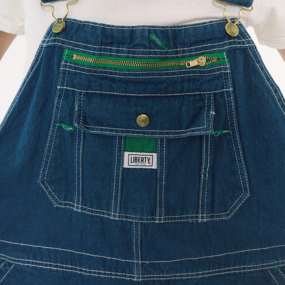 Y2K Liberty Blue Denim Bib Overalls Cotton Wide Leg Carpenter Unisex Extra Large XXL