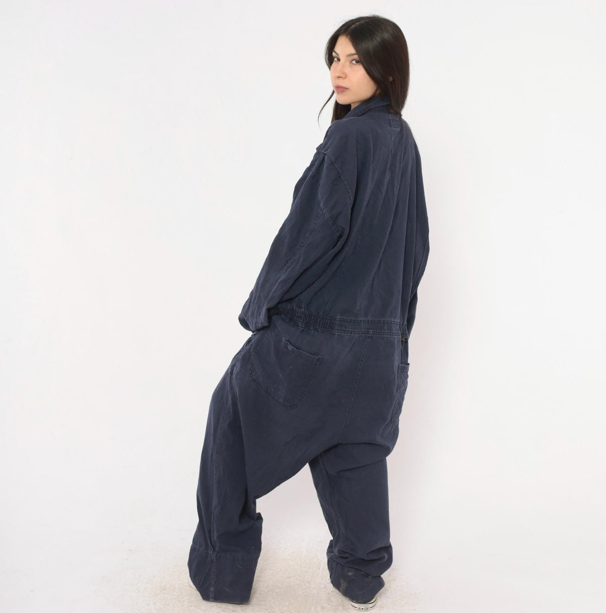 Y2K Big Bill Cotton Workwear Coveralls Navy Zip Front Jumpsuit Extra Large XXL