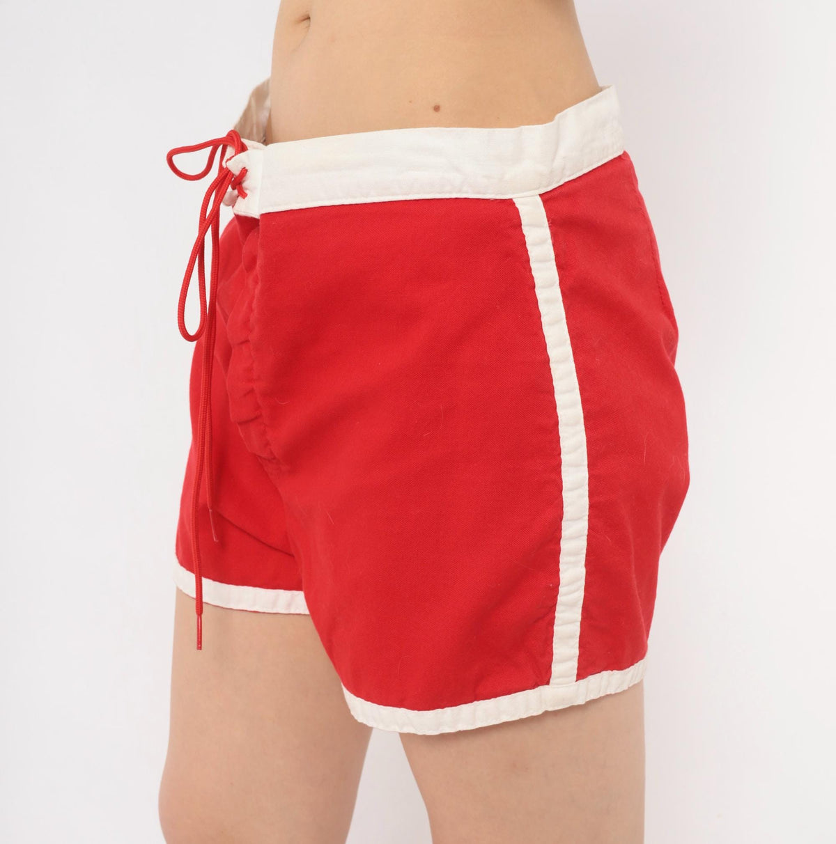 70s Allen A Red Cotton Running Shorts White Trim Athletic Large