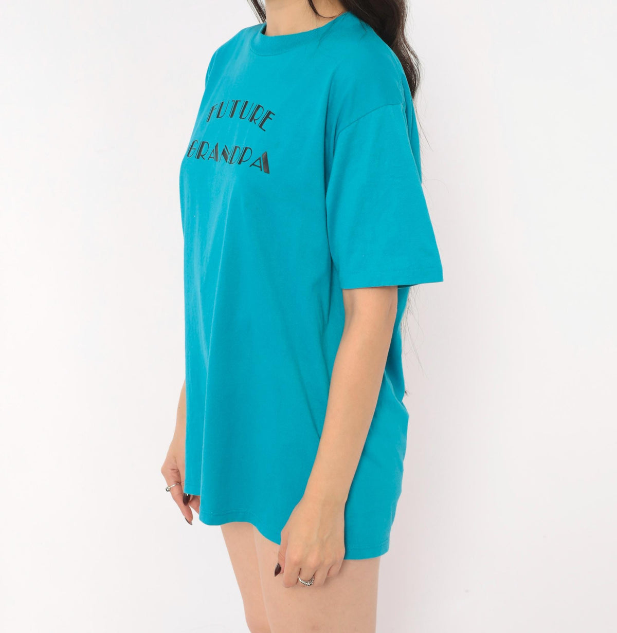 90s Jerzees Future Grandpa Graphic Tee Teal Cotton Large L