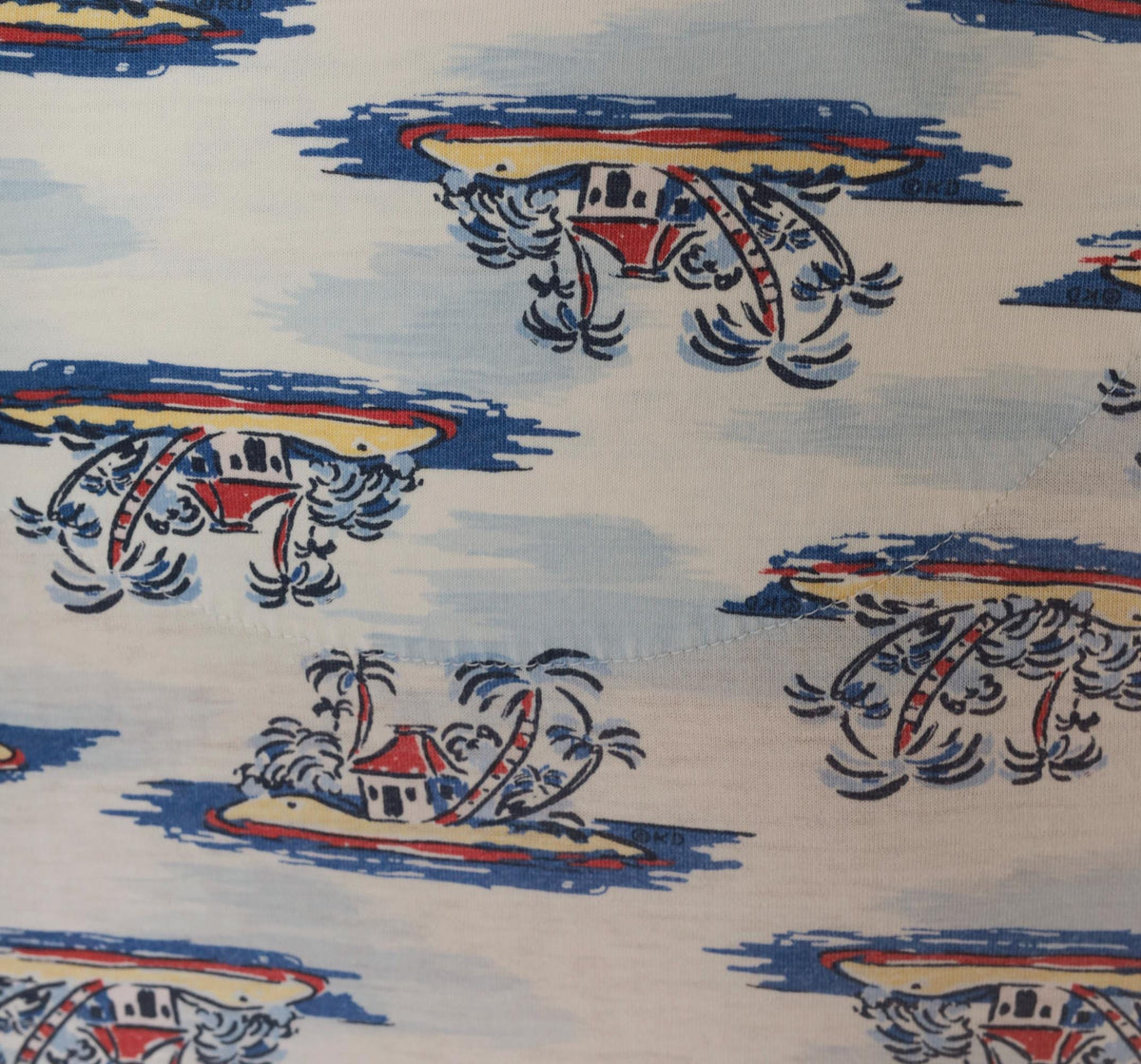 90s Down Under Tropical Palm Tree T-Shirt Dress White Blue Cotton One Size