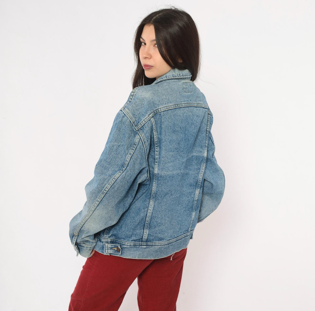 90s Lee Light Wash Denim Jacket Cotton Button Front Medium