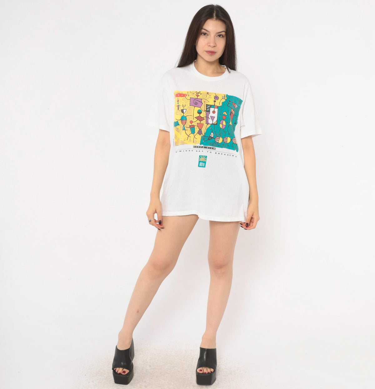 90s Bay To Breakers 1991 San Francisco Graphic Tee White Cotton Large