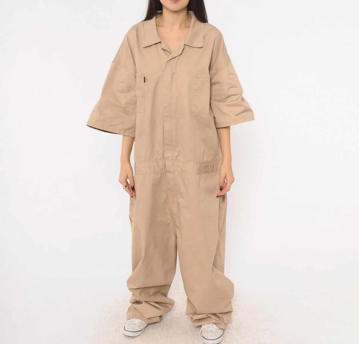 90s Kolossus Tan Coveralls Jumpsuit Short Sleeve Workwear Plus Size 3XL