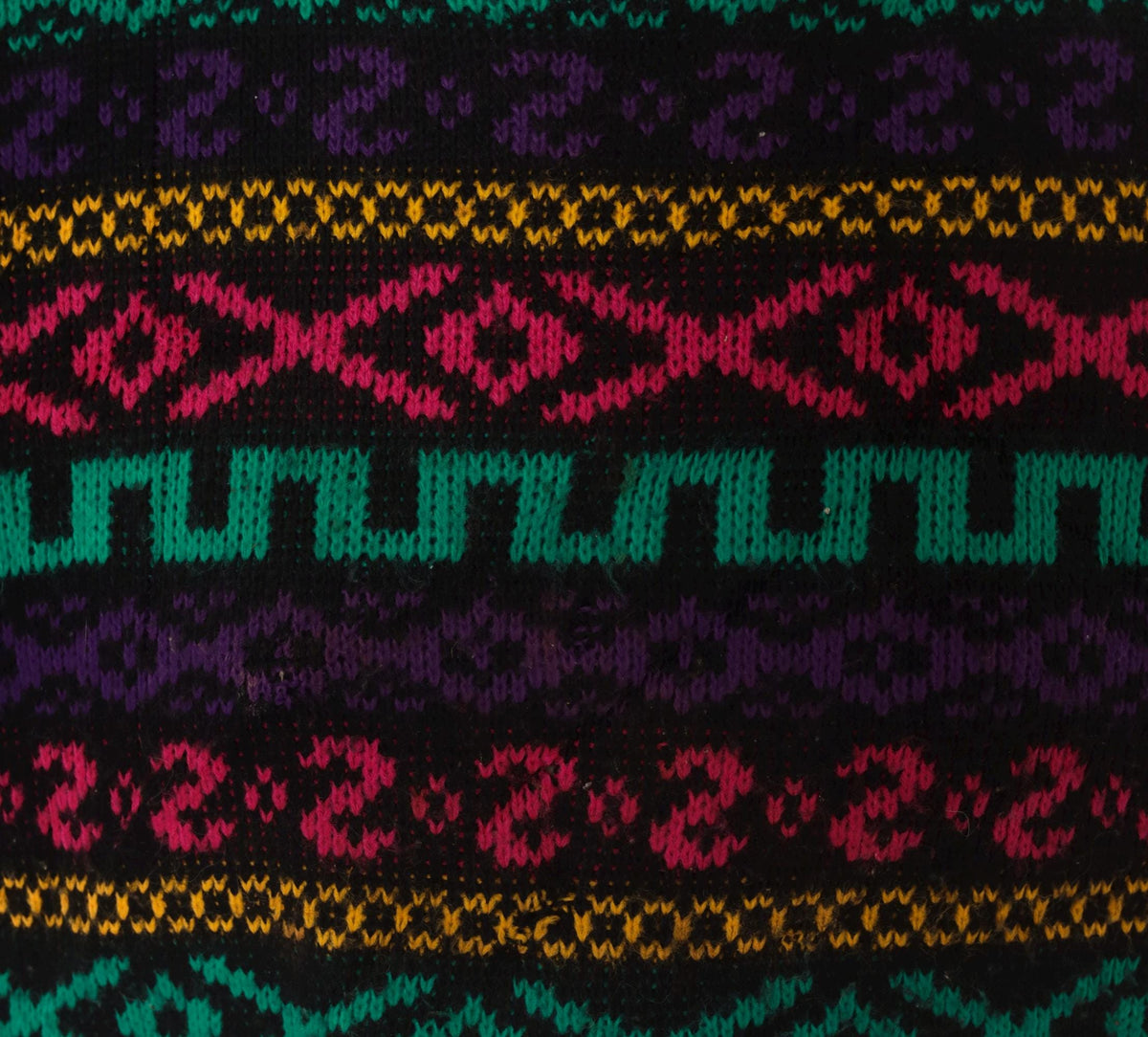 90s Private Eyes Fair Isle Sweater Black Rainbow Geometric Knit Large L
