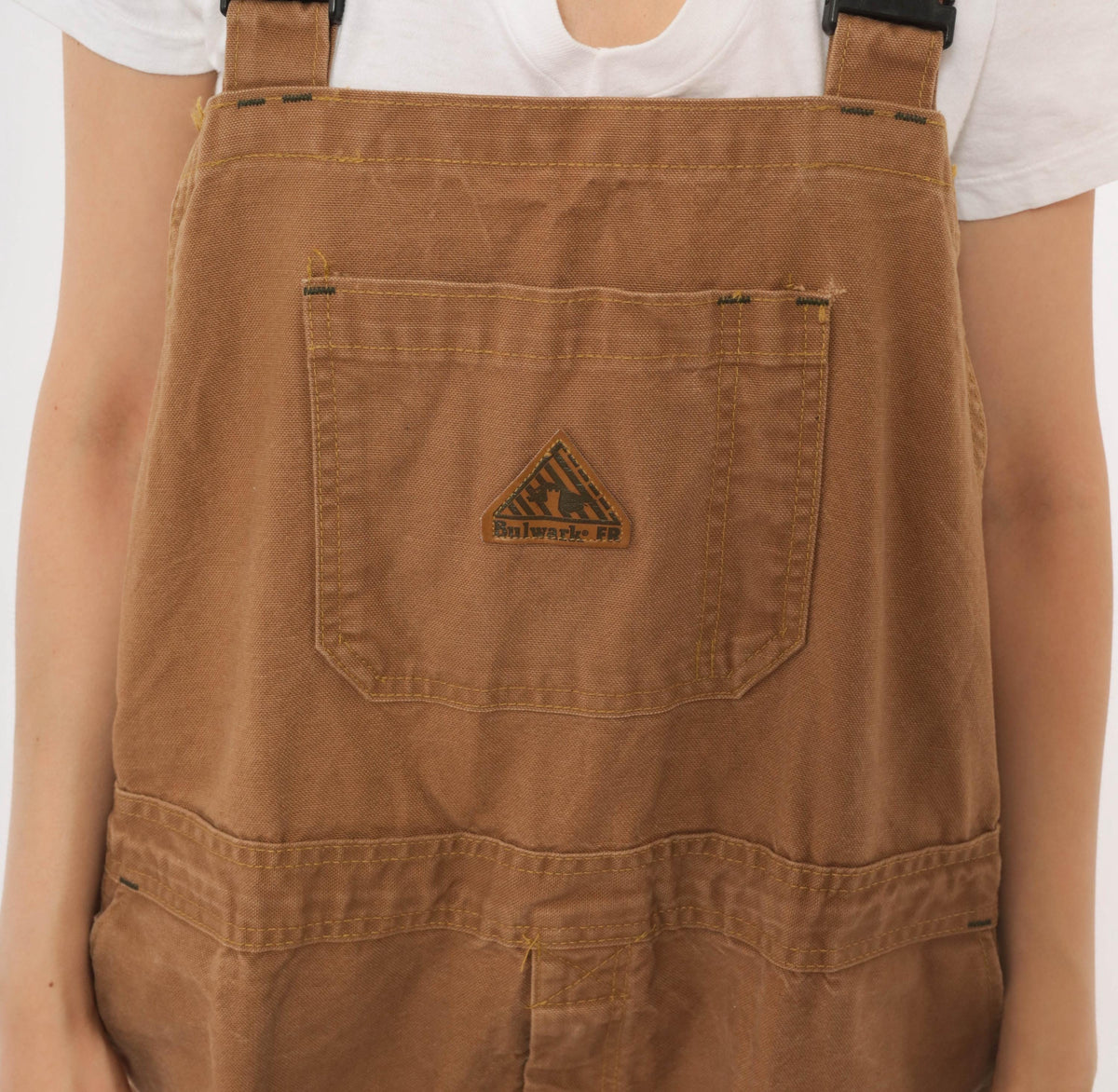 Y2K Bulwark Tan Canvas Bib Overalls Double Knee Workwear XXL