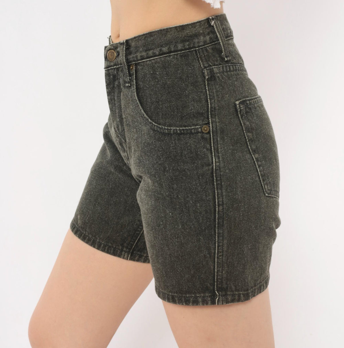 90s Guess Jeans Black Denim Shorts High Waist Faded Wash Cotton Extra Small XS