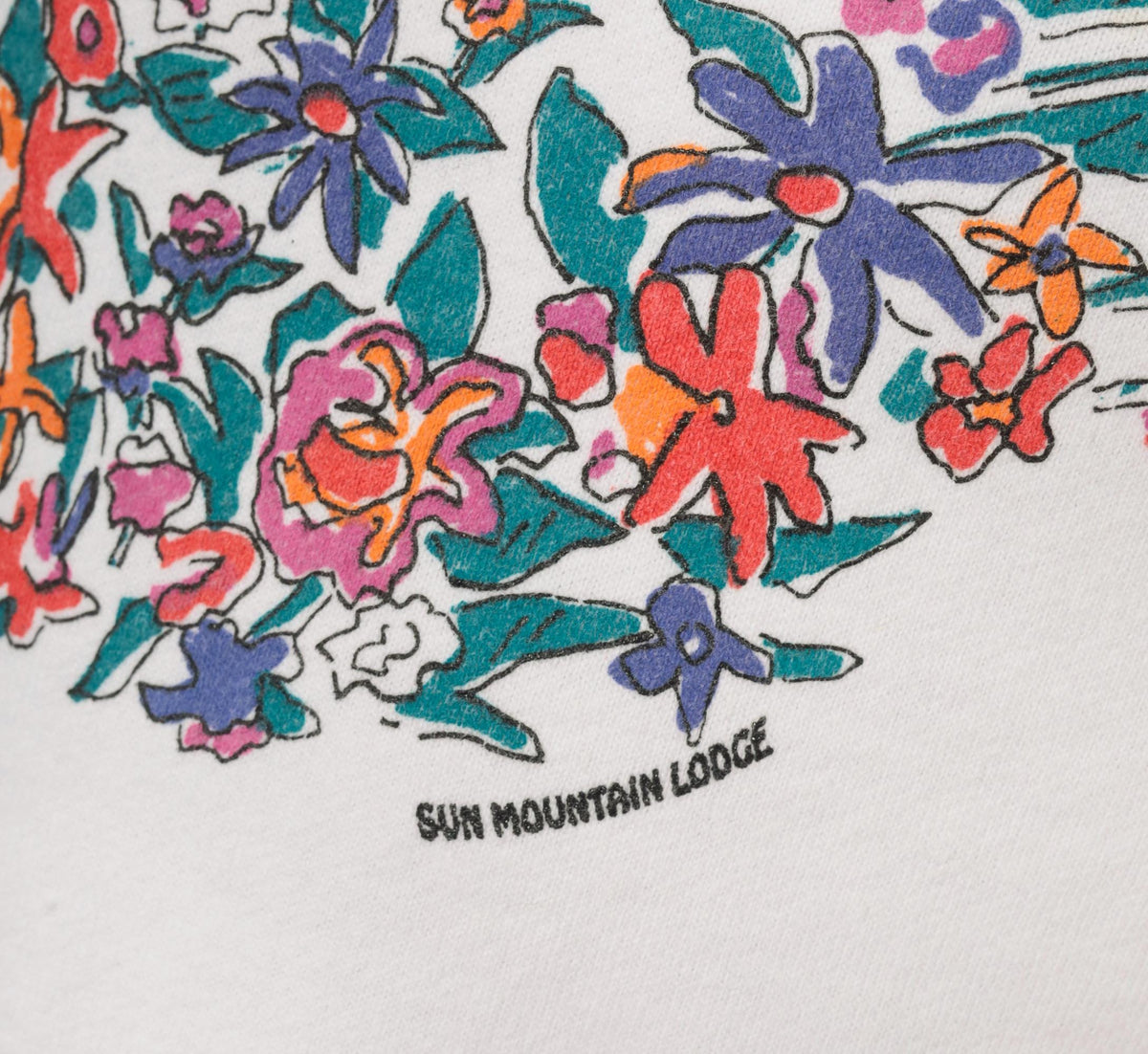 90s L.A. Sportswear Floral V-Neck Sweatshirt White Cotton Pullover Medium M