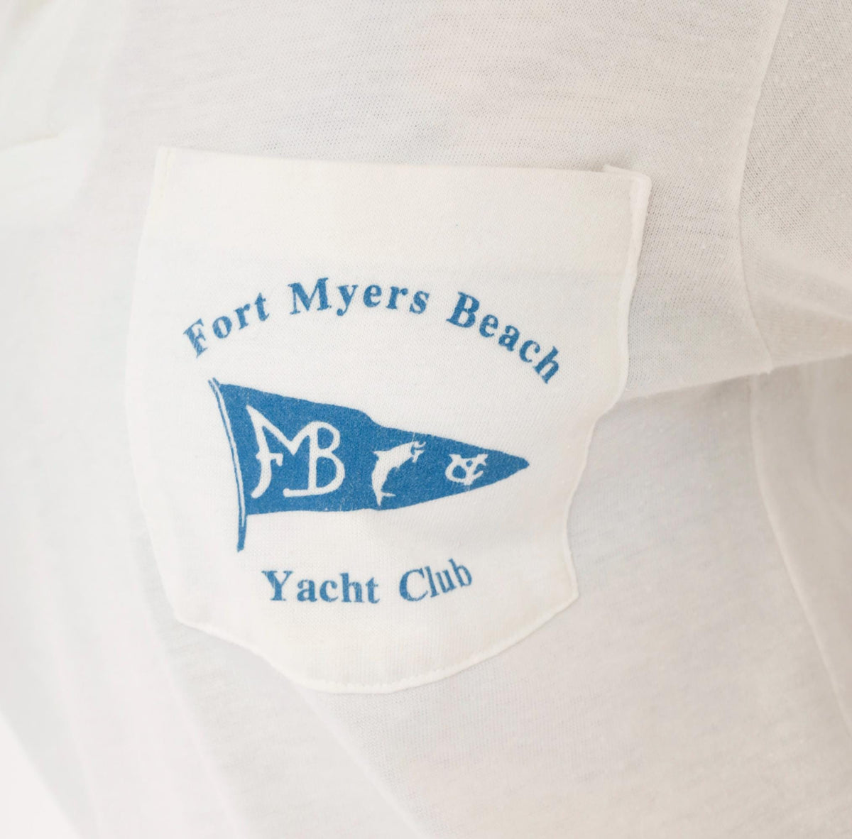 80s Fort Myers Beach Yacht Club Polo Shirt White Cotton Small