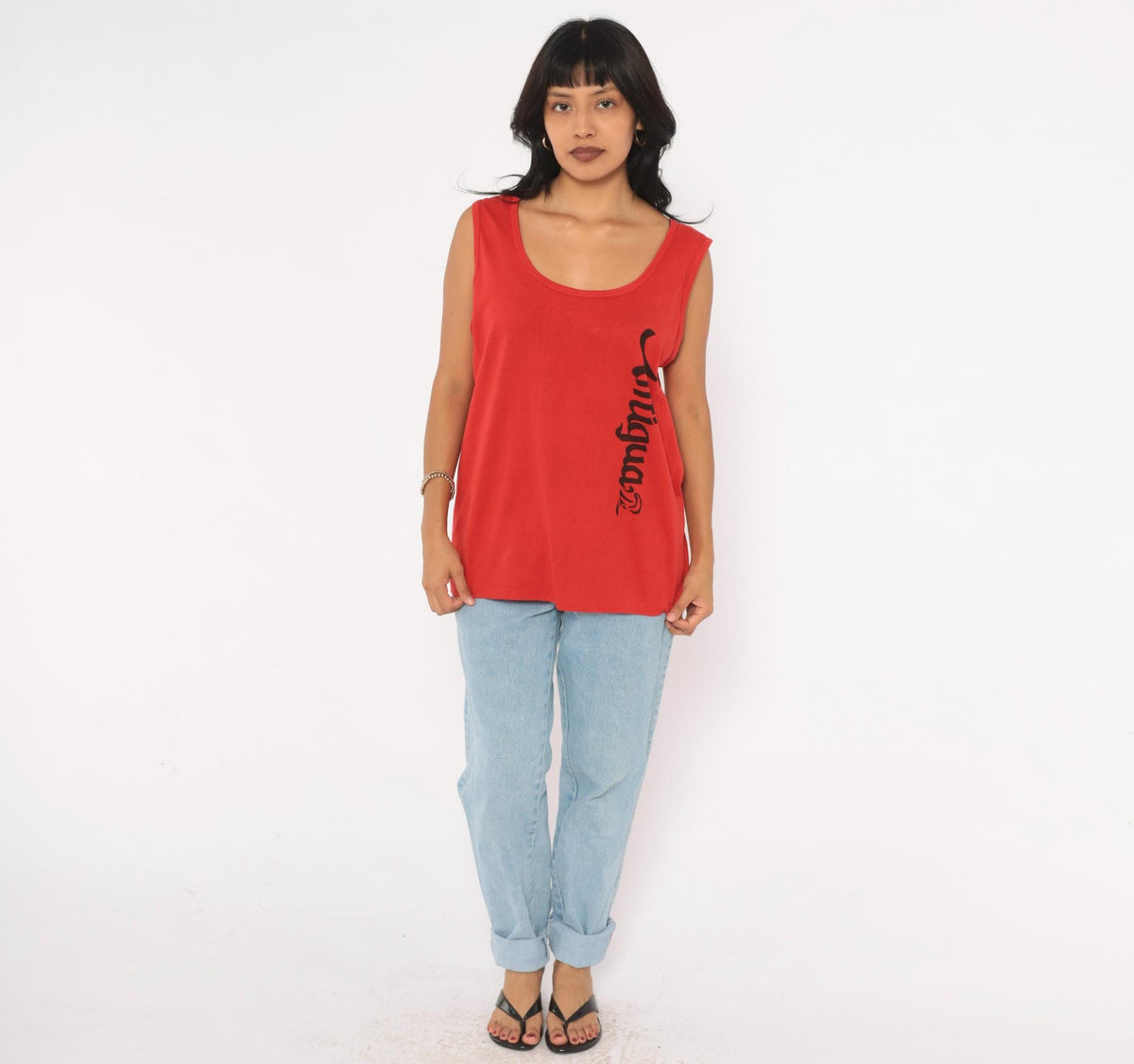 90s Red Antigua Caribbean Tank Top Graphic Sleeveless Large L