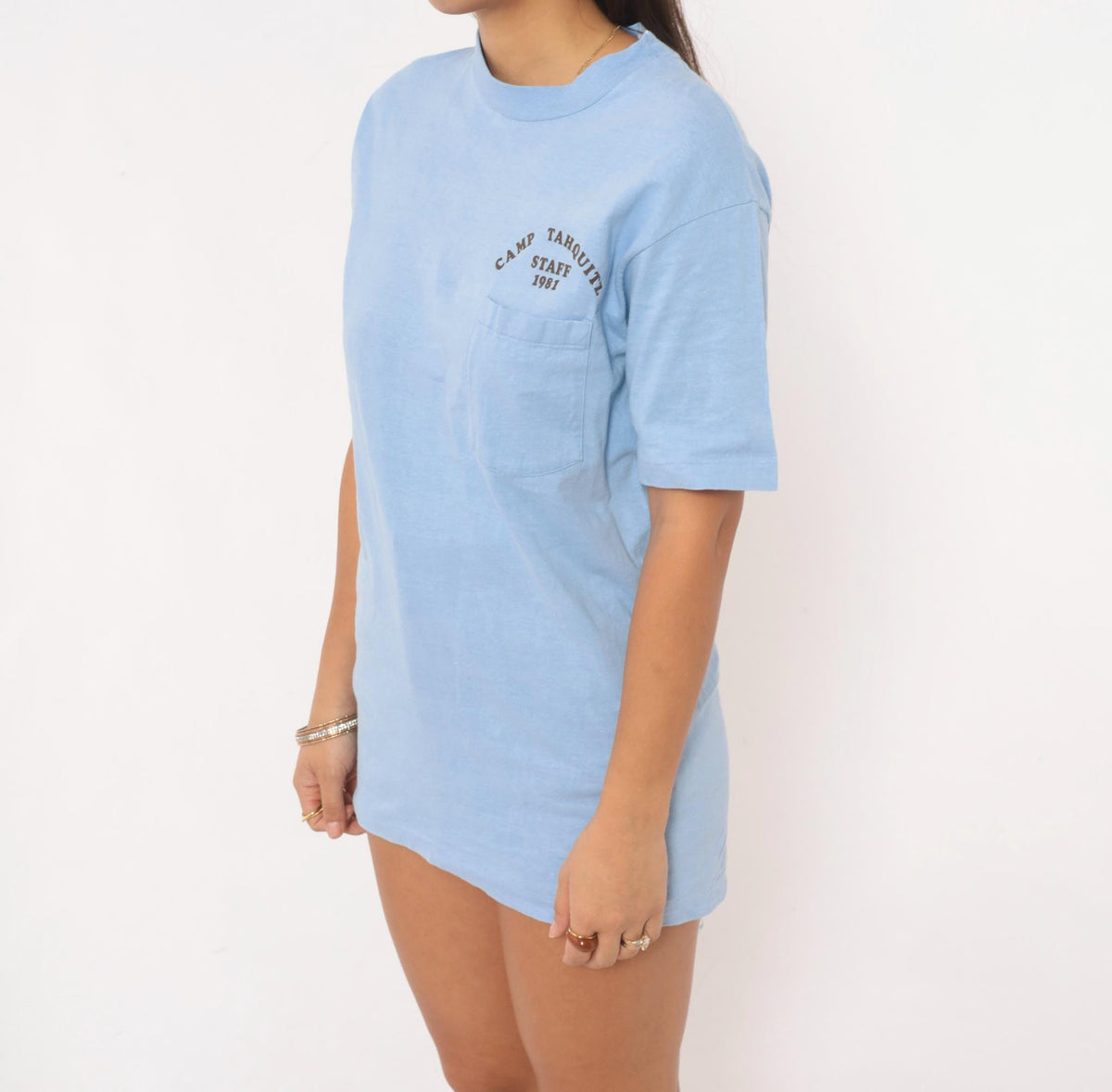 80s Camp Tahquitz Staff 1981 Graphic Tee Light Blue Cotton Small