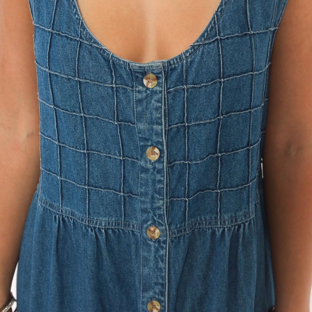90s TY Original Wear Denim Jumper Dress Navy Cotton Quilted Bodice Plus Size 2X