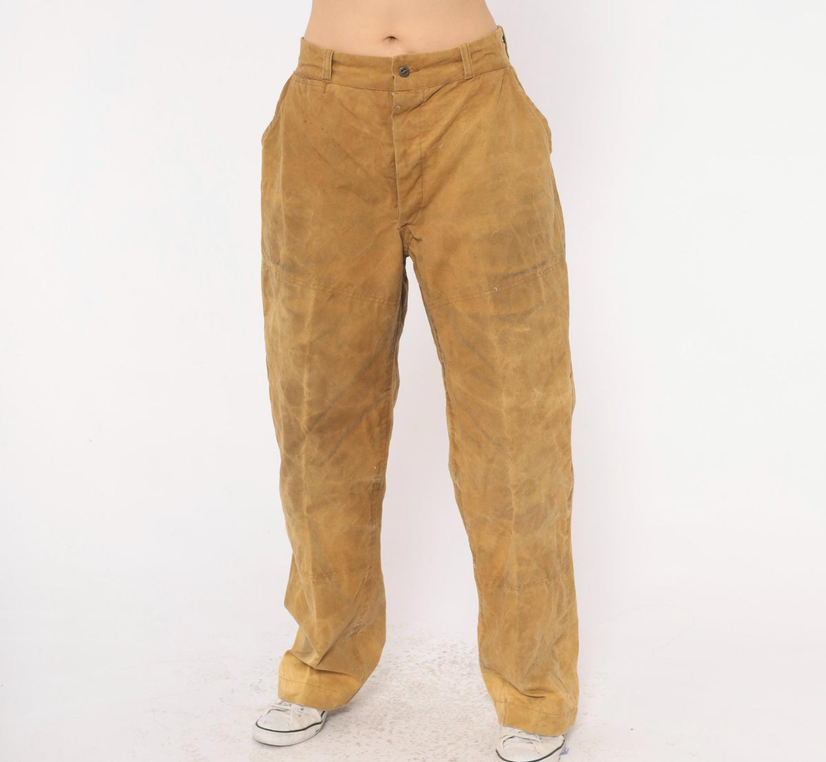 1920s Drybak Hunting Trousers Mustard Cotton High Waist Straight Leg Medium