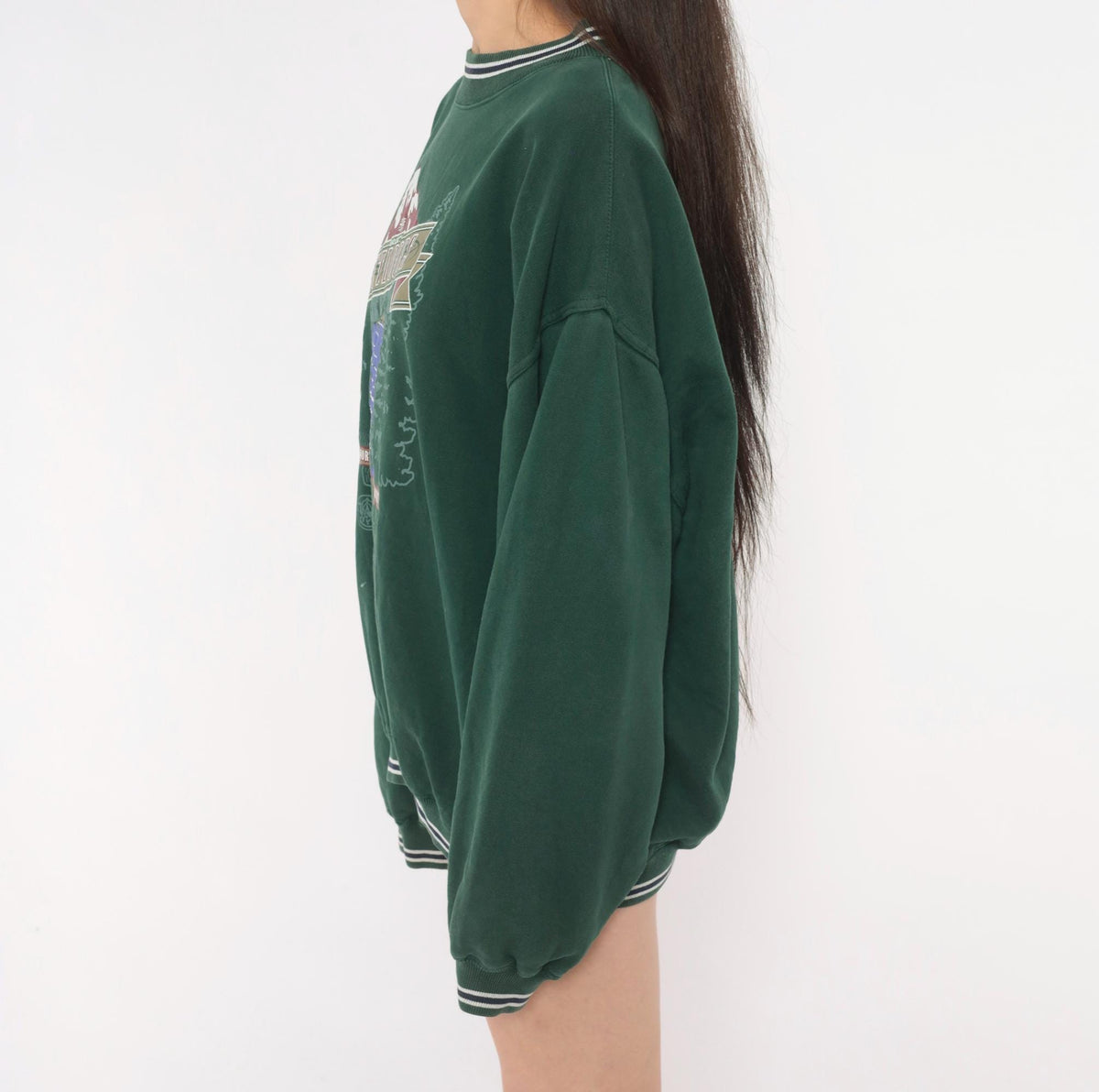 90s Gear for Sports Forest Green Graphic Sweatshirt Moose Mountain Large L
