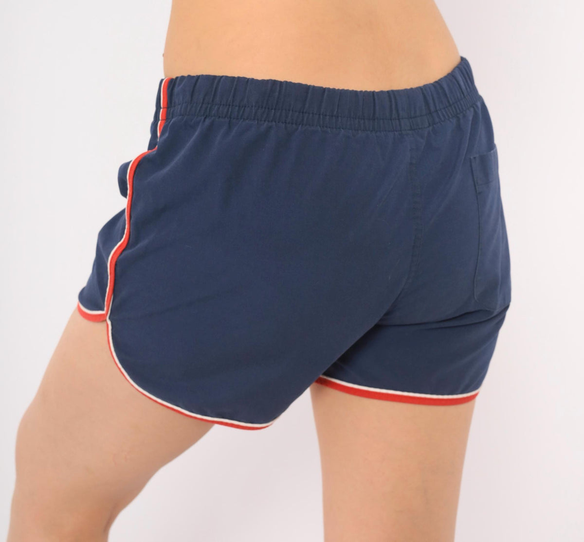 80s Asics Navy Running Shorts Red White Trim Athletic Medium