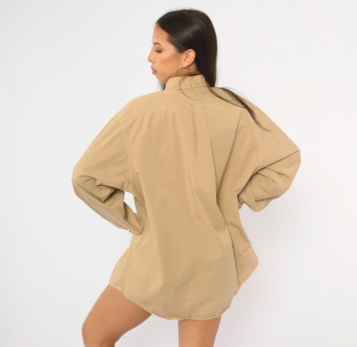 90s Ralph Lauren Tan Cotton Button Down Shirt Mens Extra Large XL