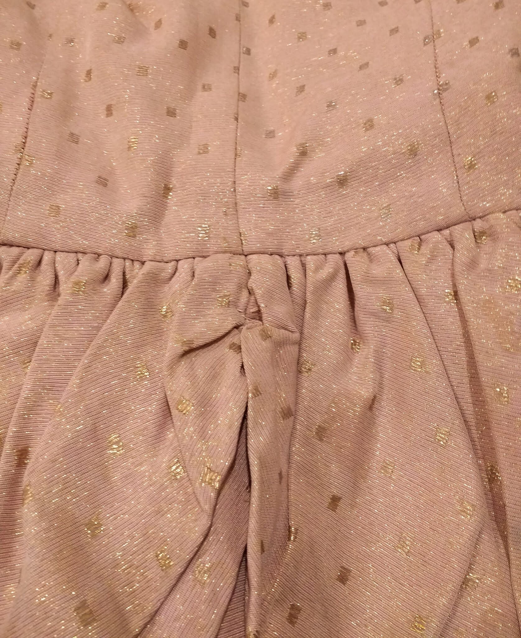 1950s Pink Metallic Tulip Skirt Party Dress Tea Length Extra Small XS