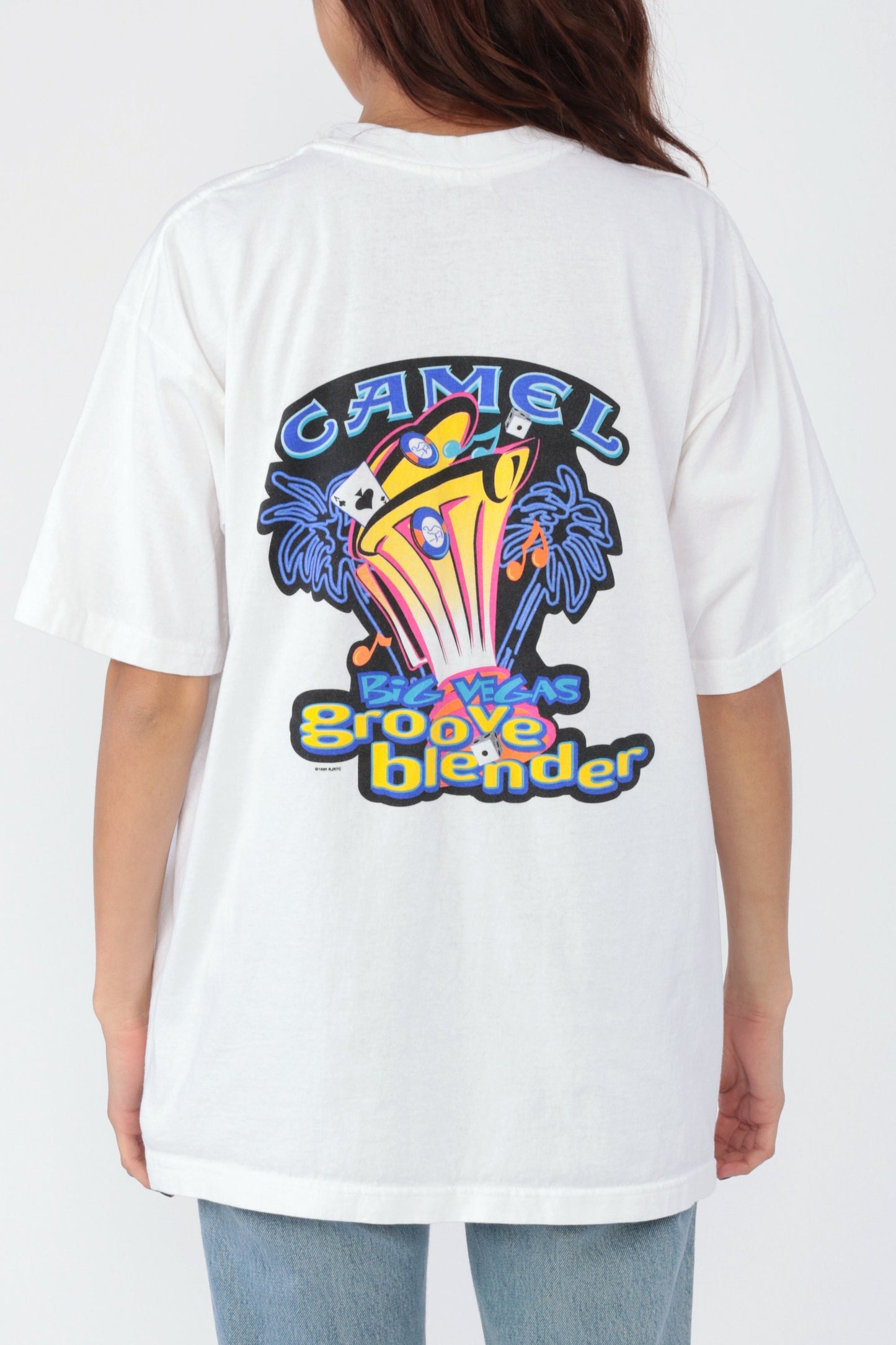90s Camel Joe Groove Blender Las Vegas Casino T-Shirt Cotton Pocket Tee Extra Large