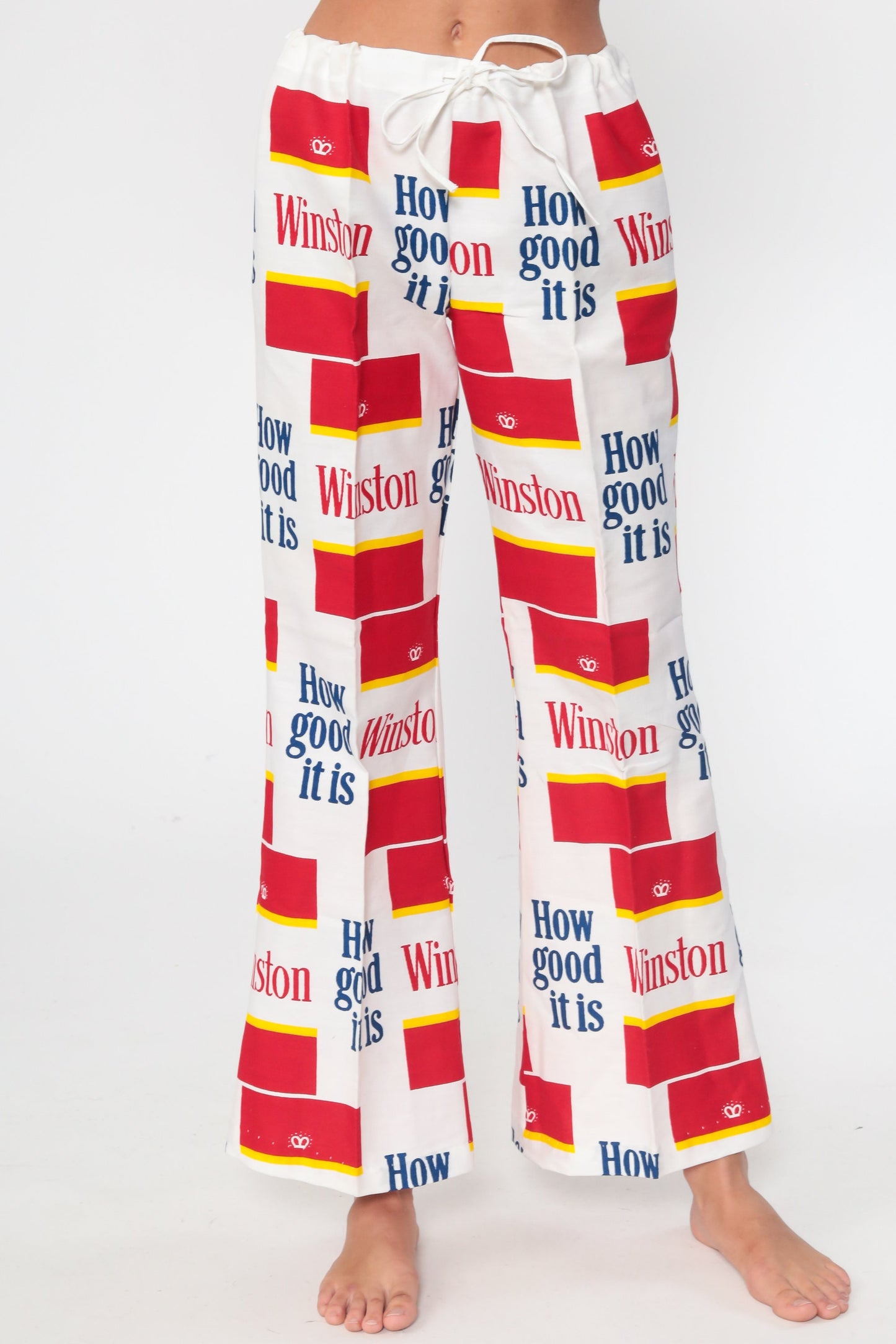 70s Winston Cigarettes Bell Bottom Pants High Waisted Cotton Medium