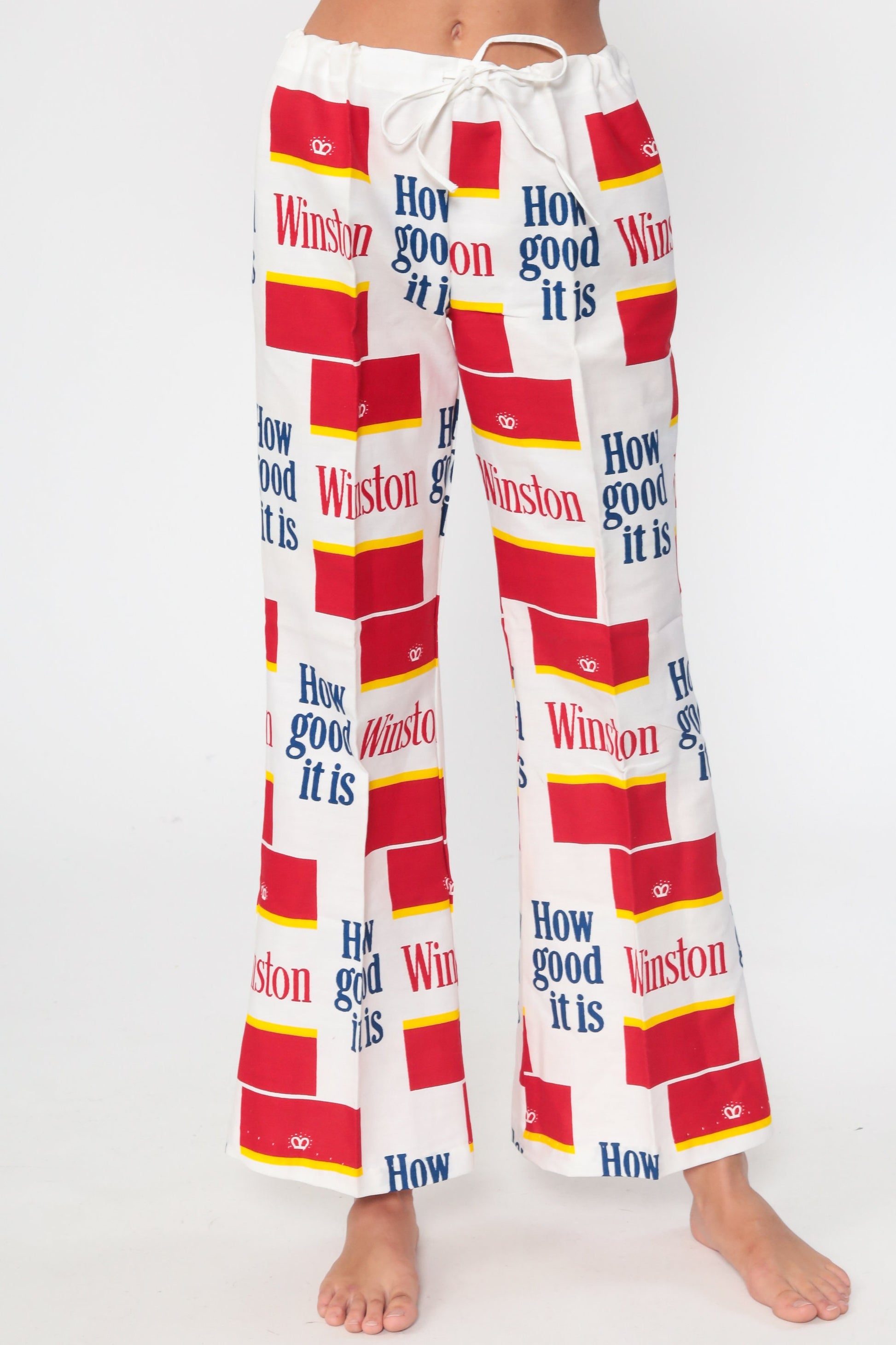 70s Winston Cigarettes Bell Bottom Pants High Waisted Cotton Medium