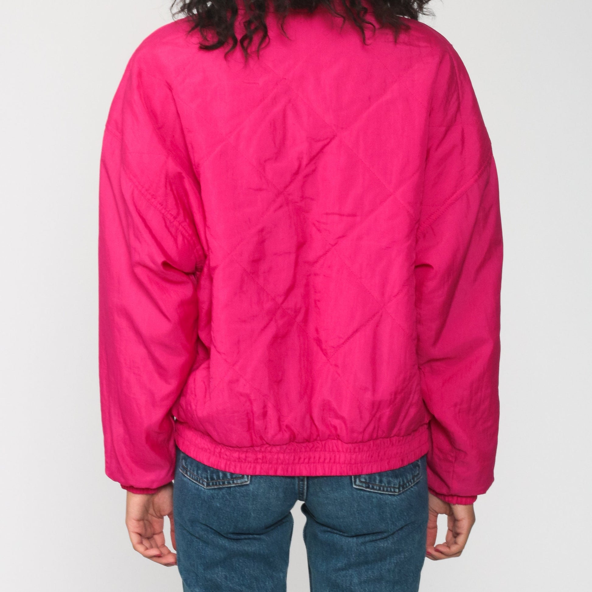 90s Reebok Hot Pink Windbreaker Jacket Zip-Up Sportswear Small