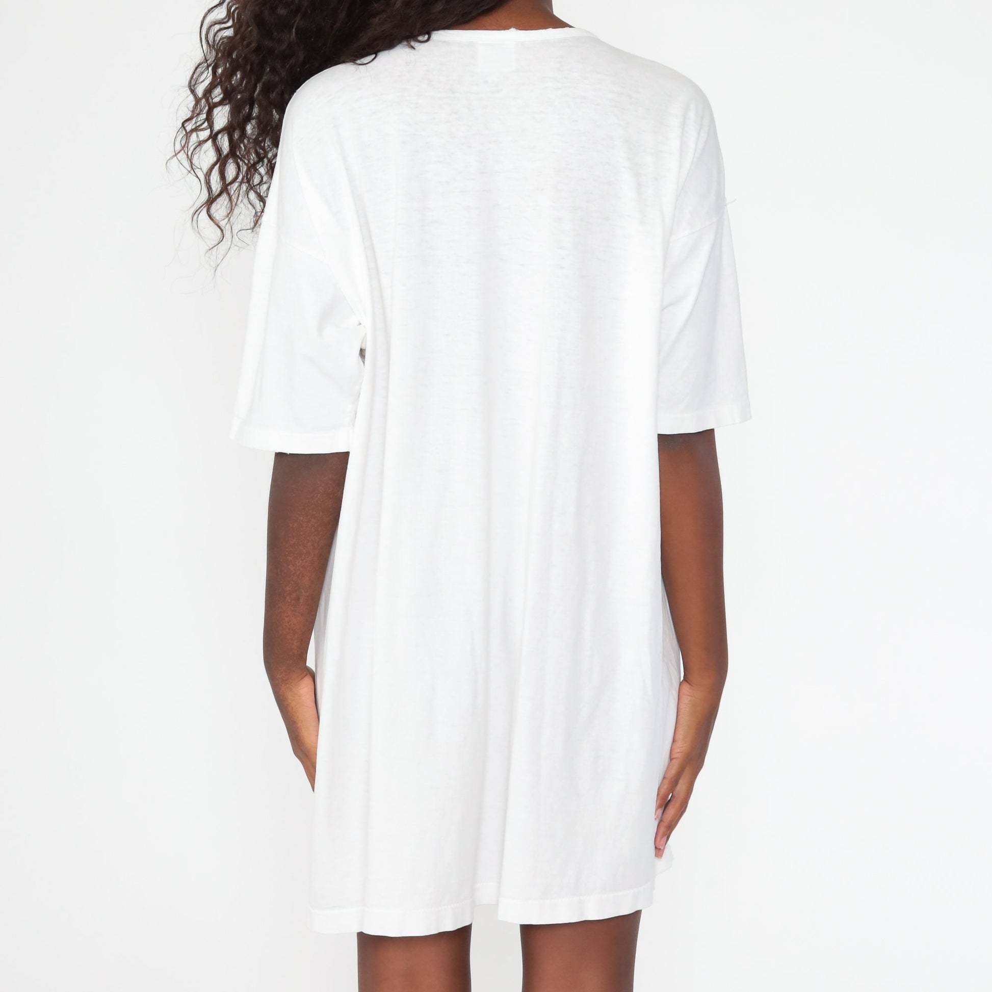 80s Angel Psalm 91:11 Christian T Shirt Dress White Cotton Mini