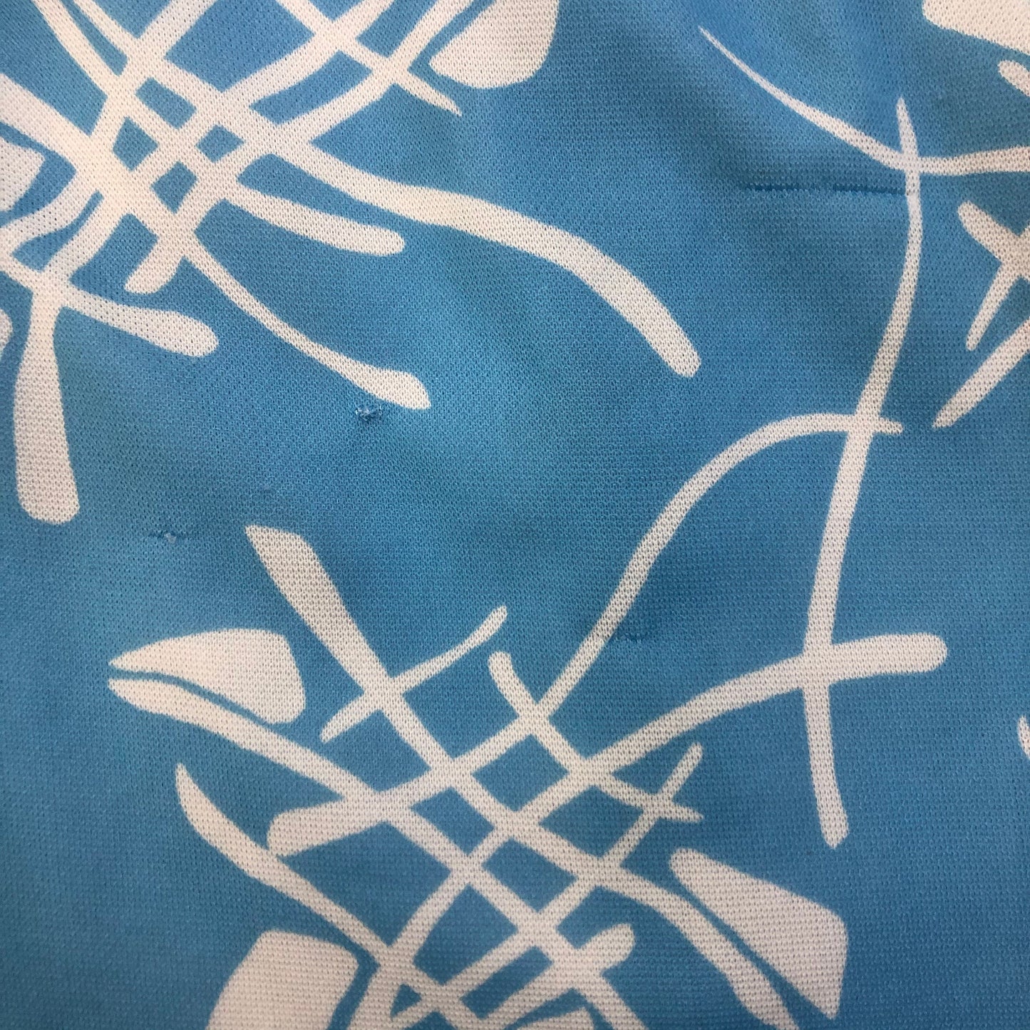 70s Abstract Print Mini Shift Dress Blue Sheath Cut Large