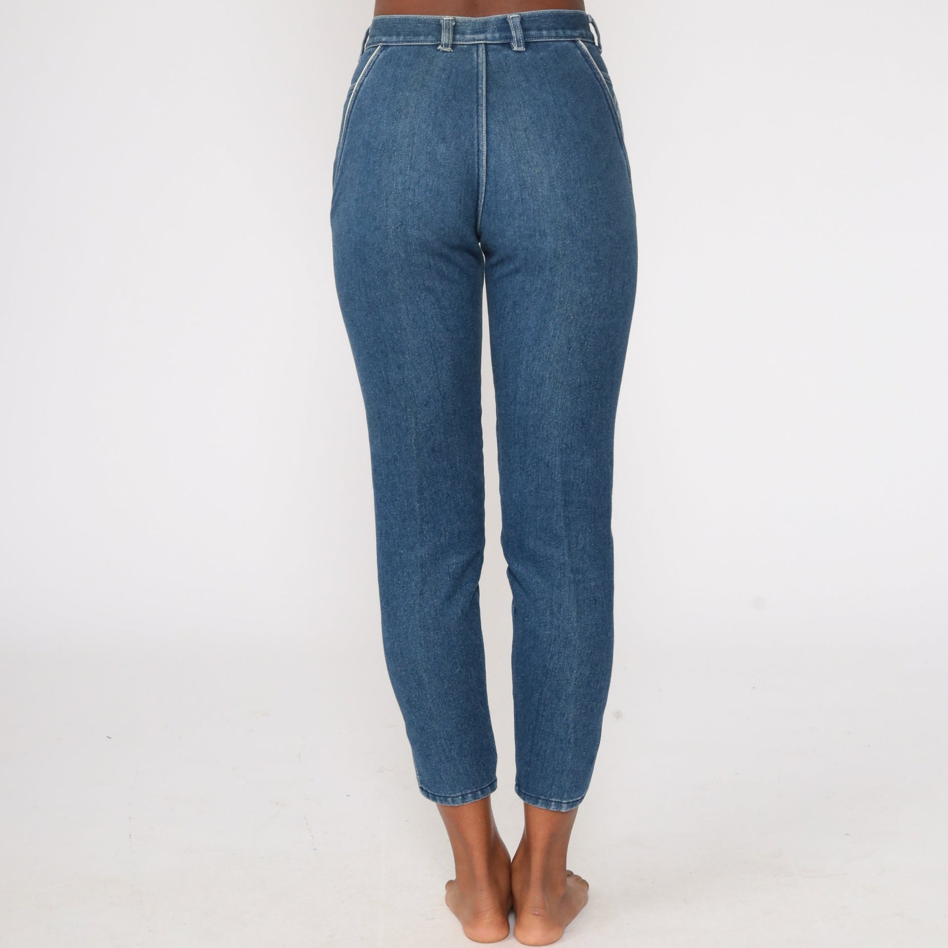 90s Jeanjer High Waist Skinny Jeans Blue Denim Small 27