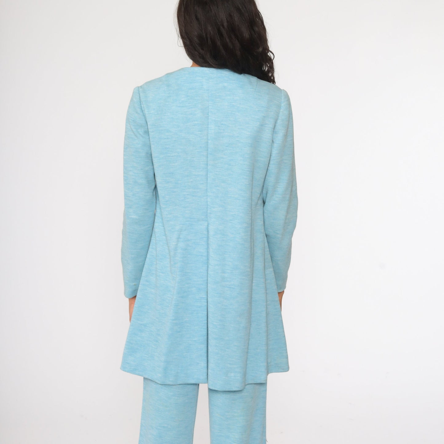 70s Baby Blue Bell Bottom Two Piece Set Jacket + Pants Medium