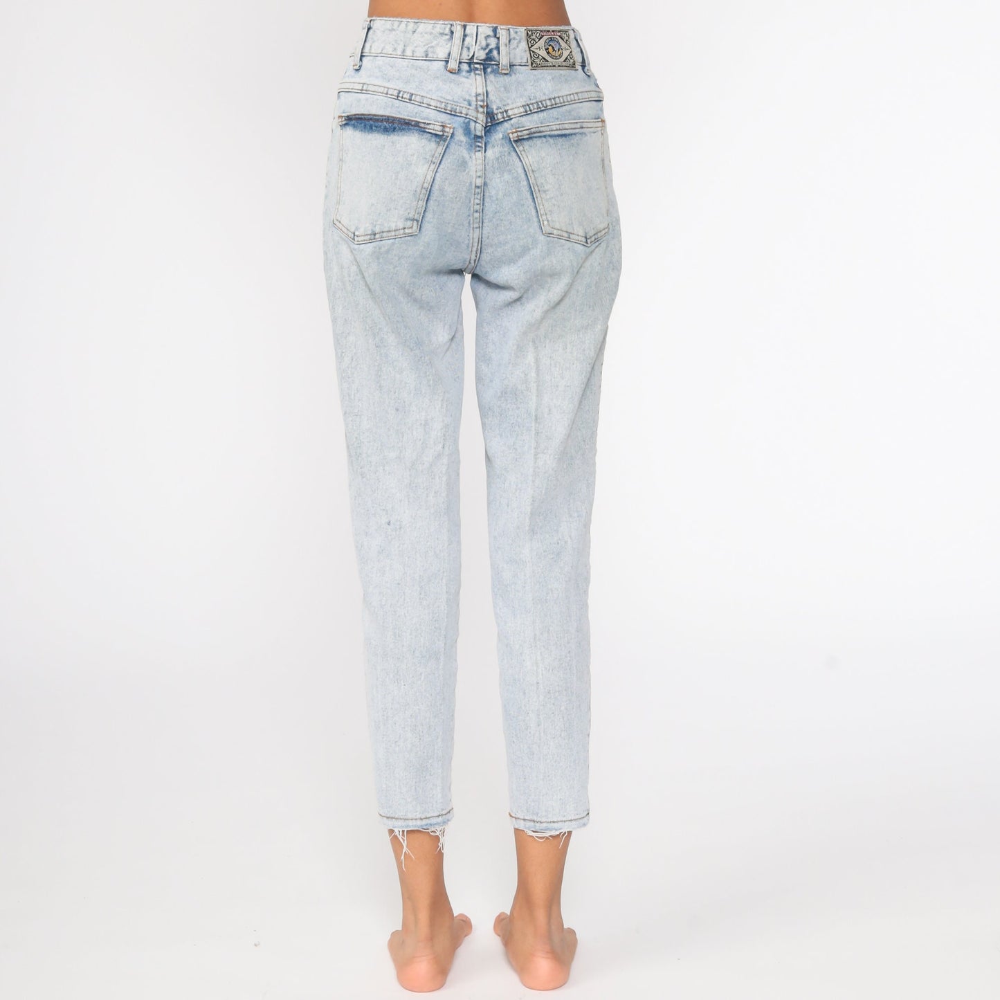 90s Acid Wash Skinny Jeans High Waisted Ankle Denim Blue Small 26