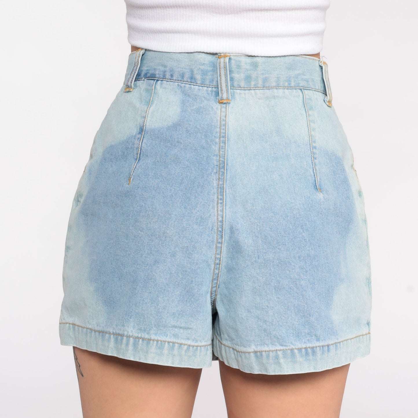 90s Squeeze Jeans Blue Denim Skort High Waisted Button Up Extra Small