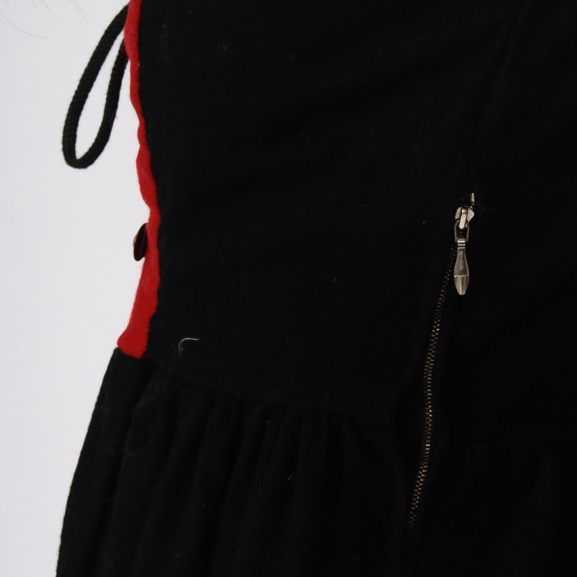 90s German Dirndl Dress Wool Black Mini Lace-Up Corset Small S