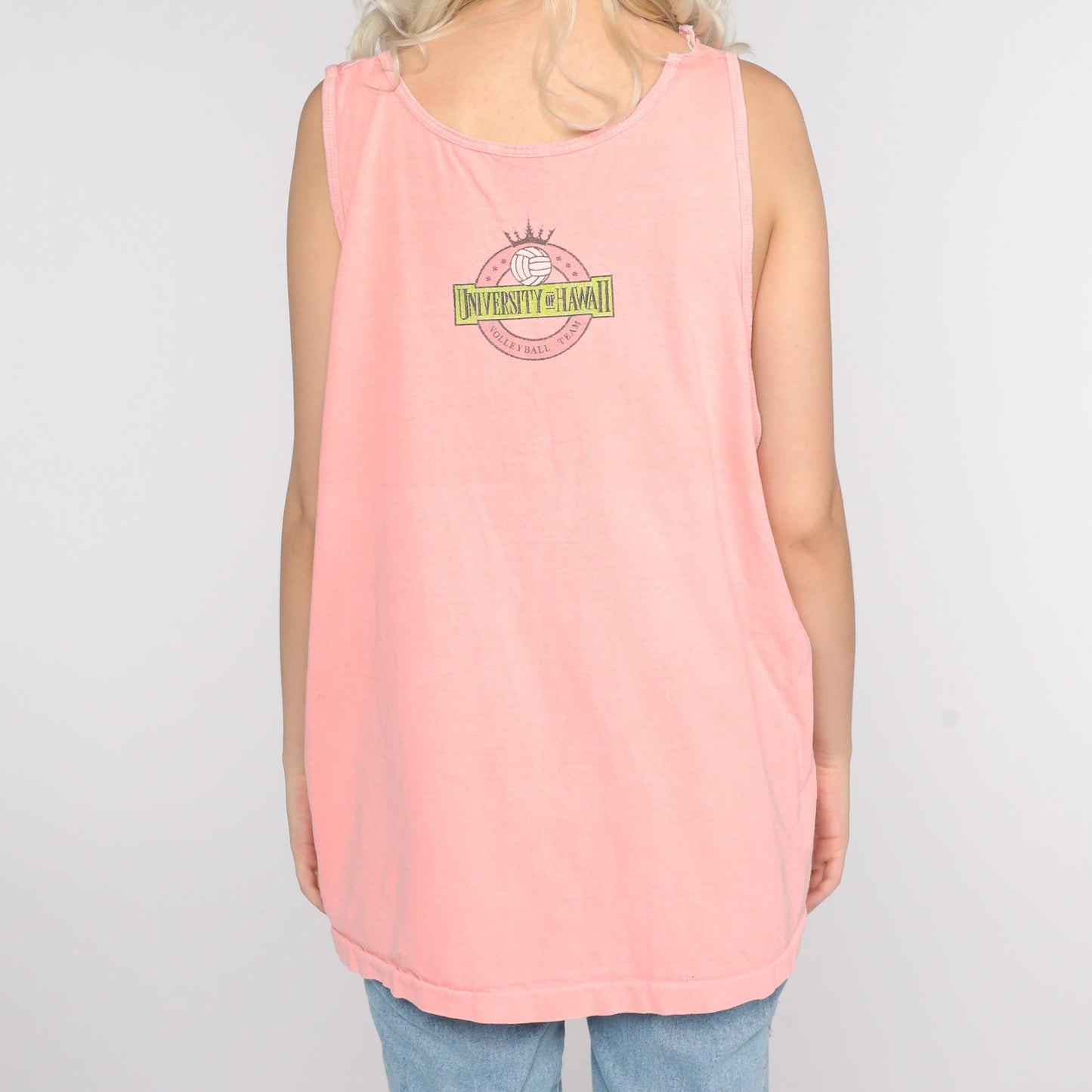 90s University of Hawaii Rainbows Volleyball Tank Top Pink Extra Large
