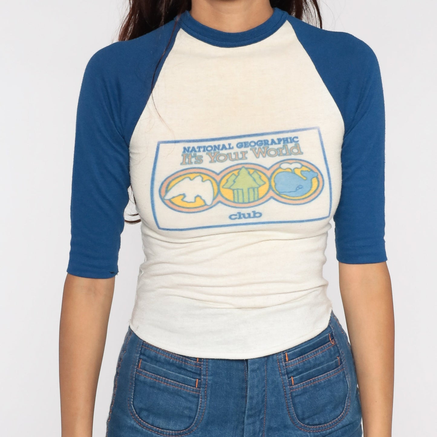 70s National Geographic Ringer T-Shirt Graphic Bird Nature Print XXS