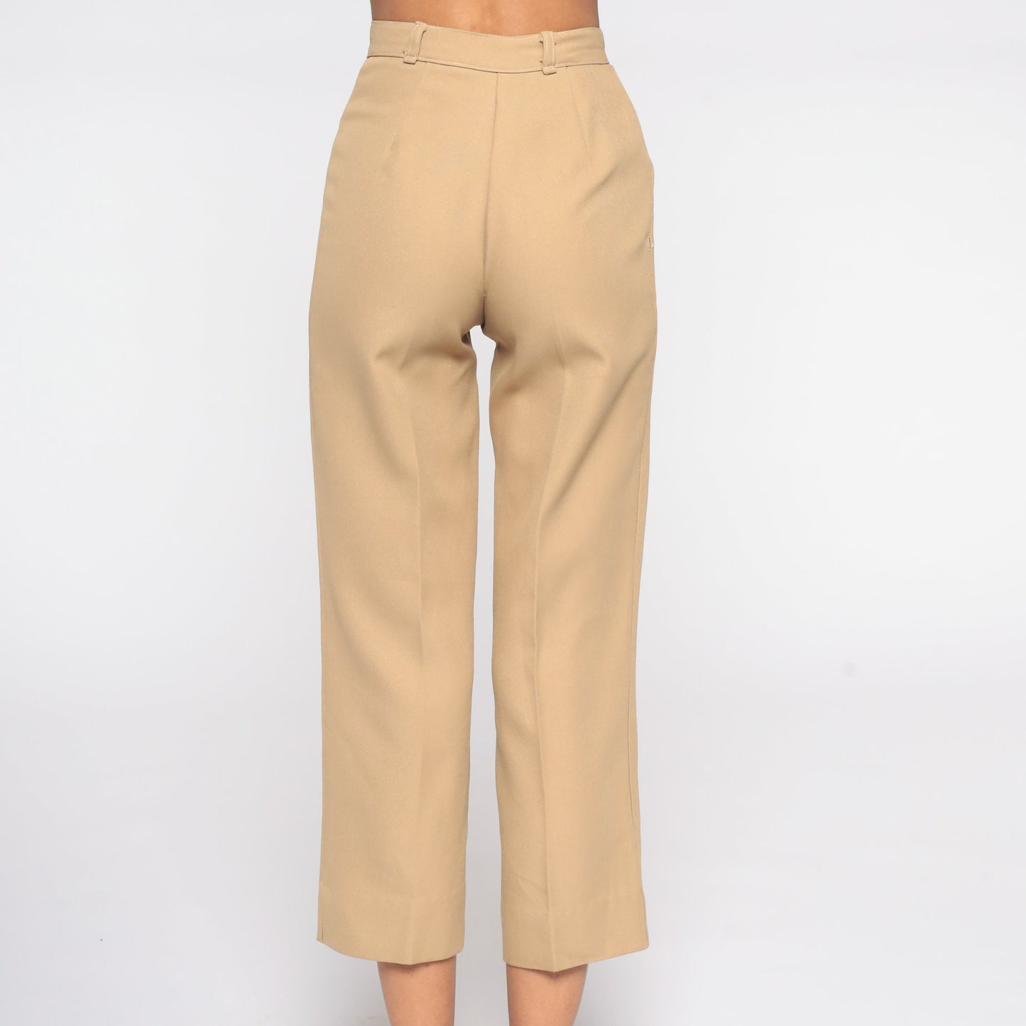 70s Tan High-Rise Straight Leg Pants Cropped Extra Small