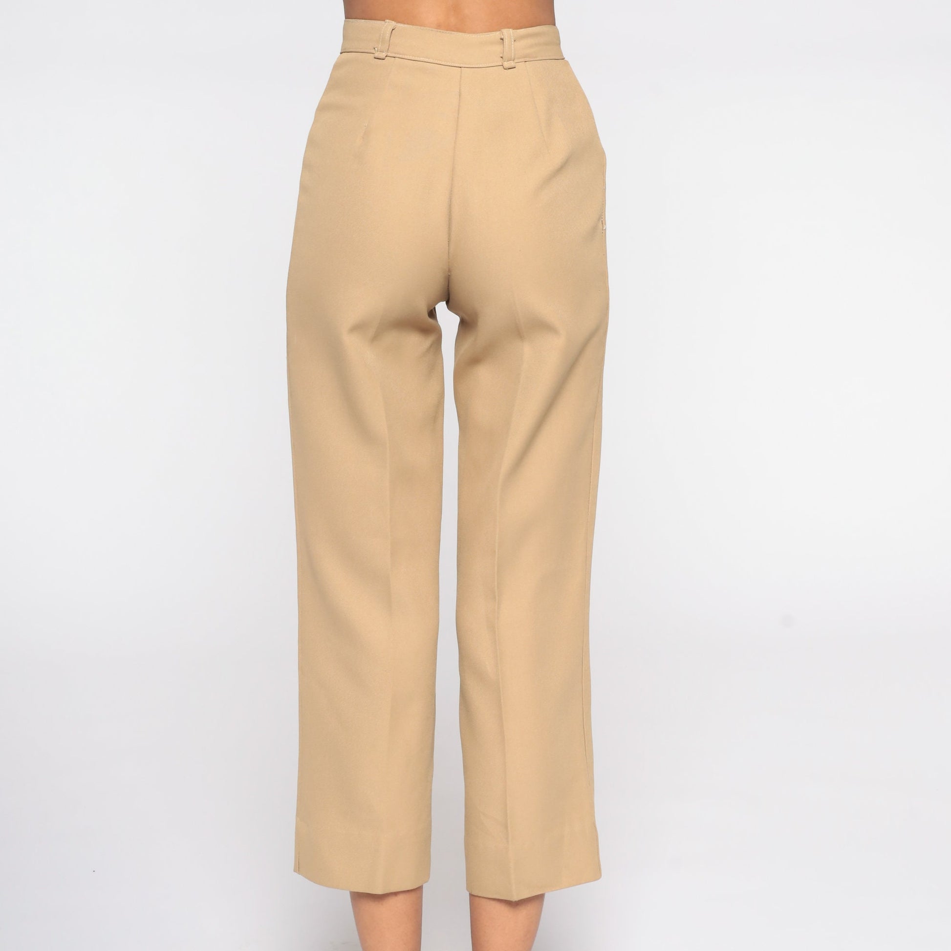 70s Tan High-Rise Straight Leg Pants Cropped Extra Small