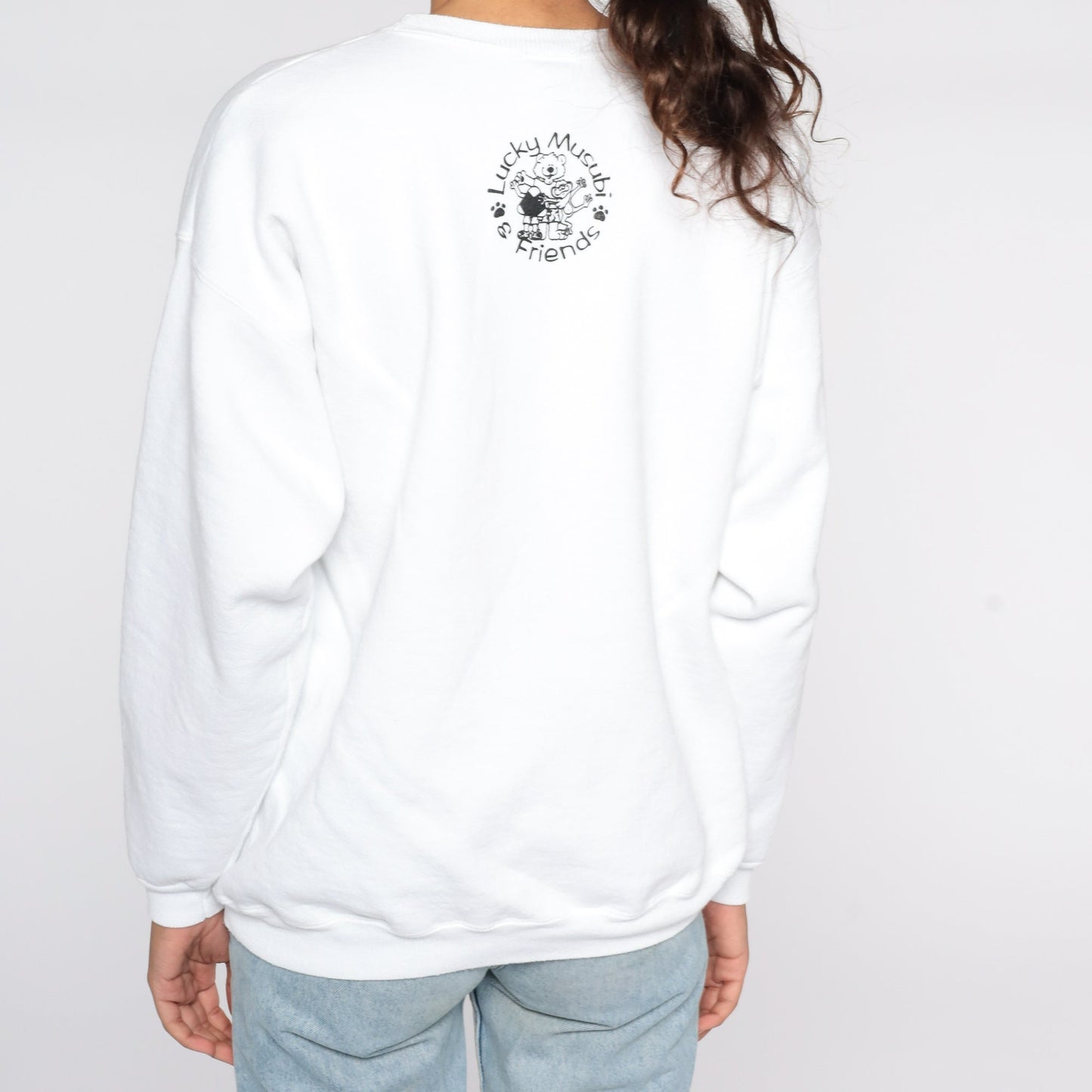 90s Lucky Musubi Sushi Graphic Sweatshirt Teddy Bear Crewneck Large