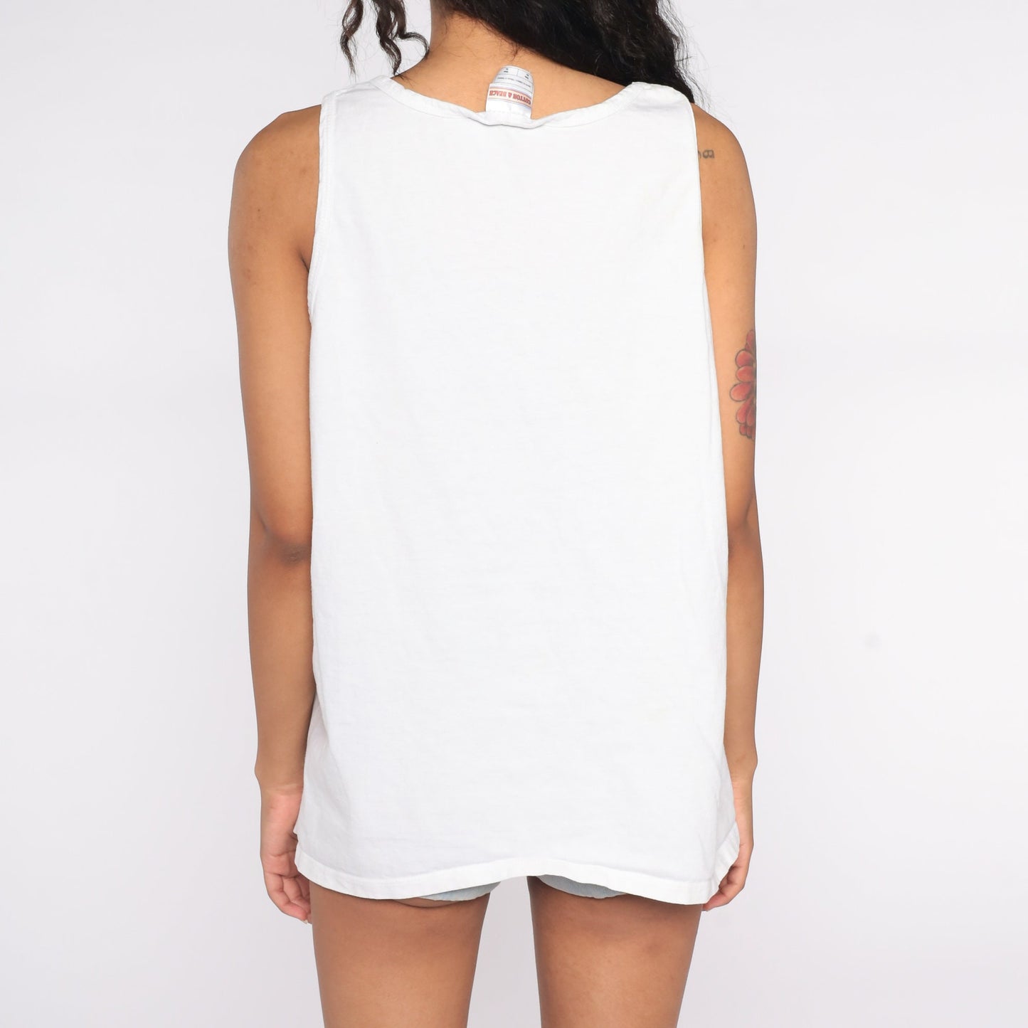 90s Puerto Vallarta Gecko Tank Top White Graphic Sleeveless Shirt Large